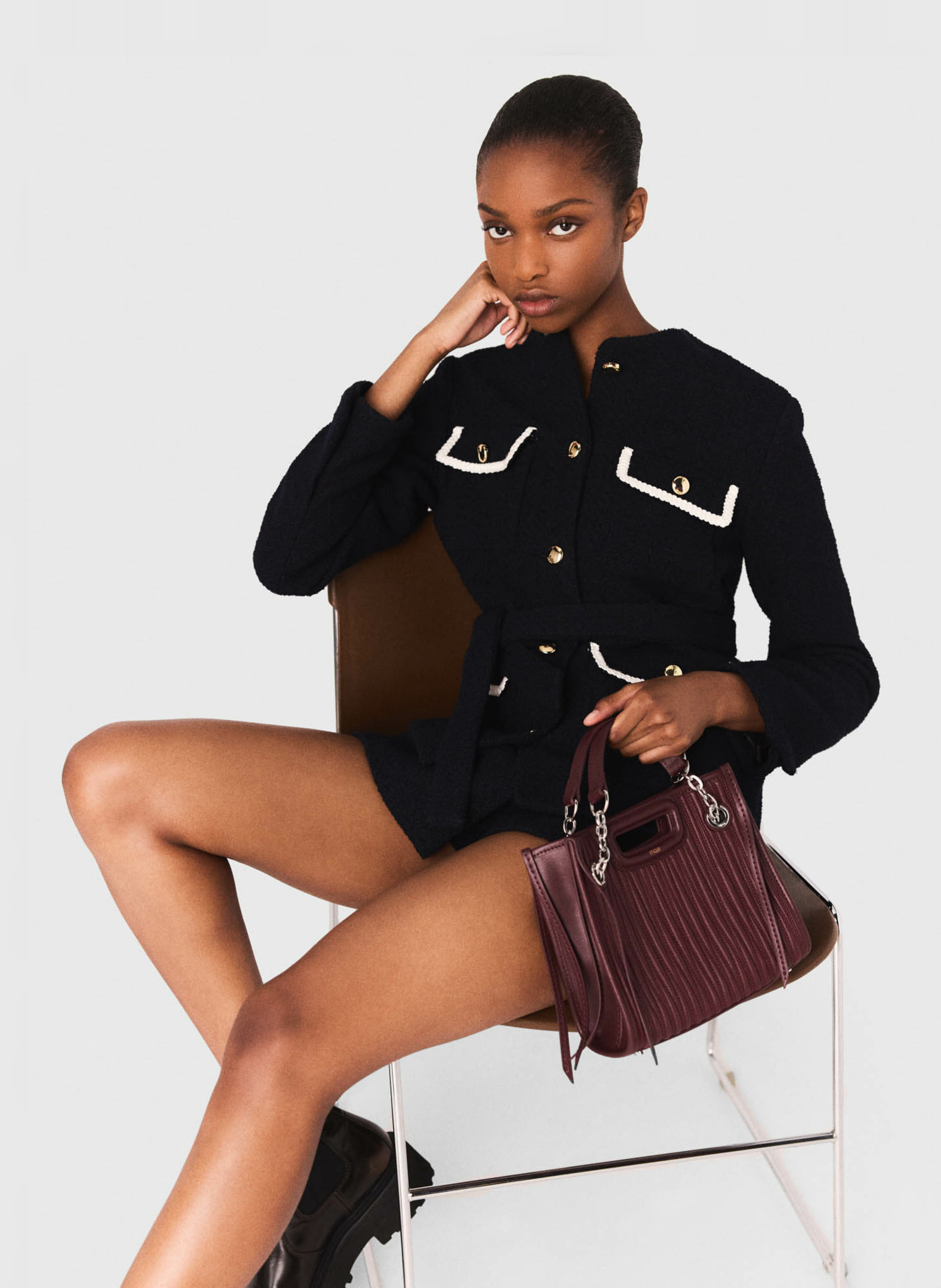 Veste col rond MAJE Bleu