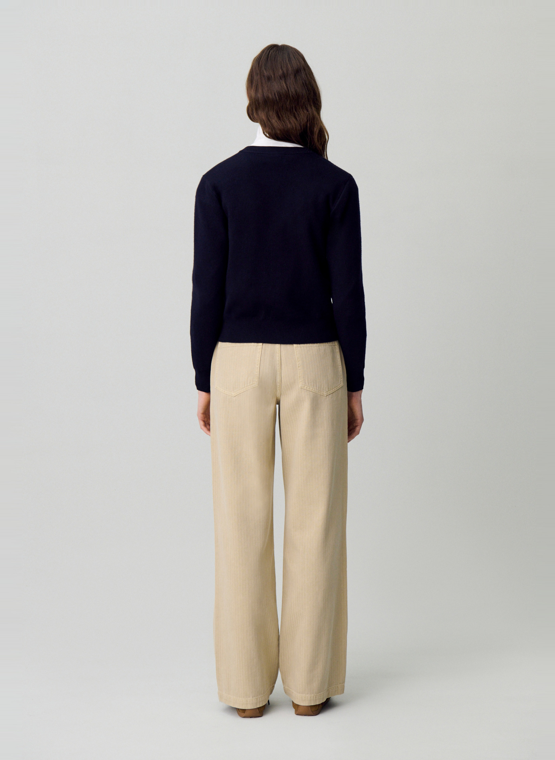 Cardigan col rond uni en laine mélangée marlene CLAUDIE PIERLOT Bleu