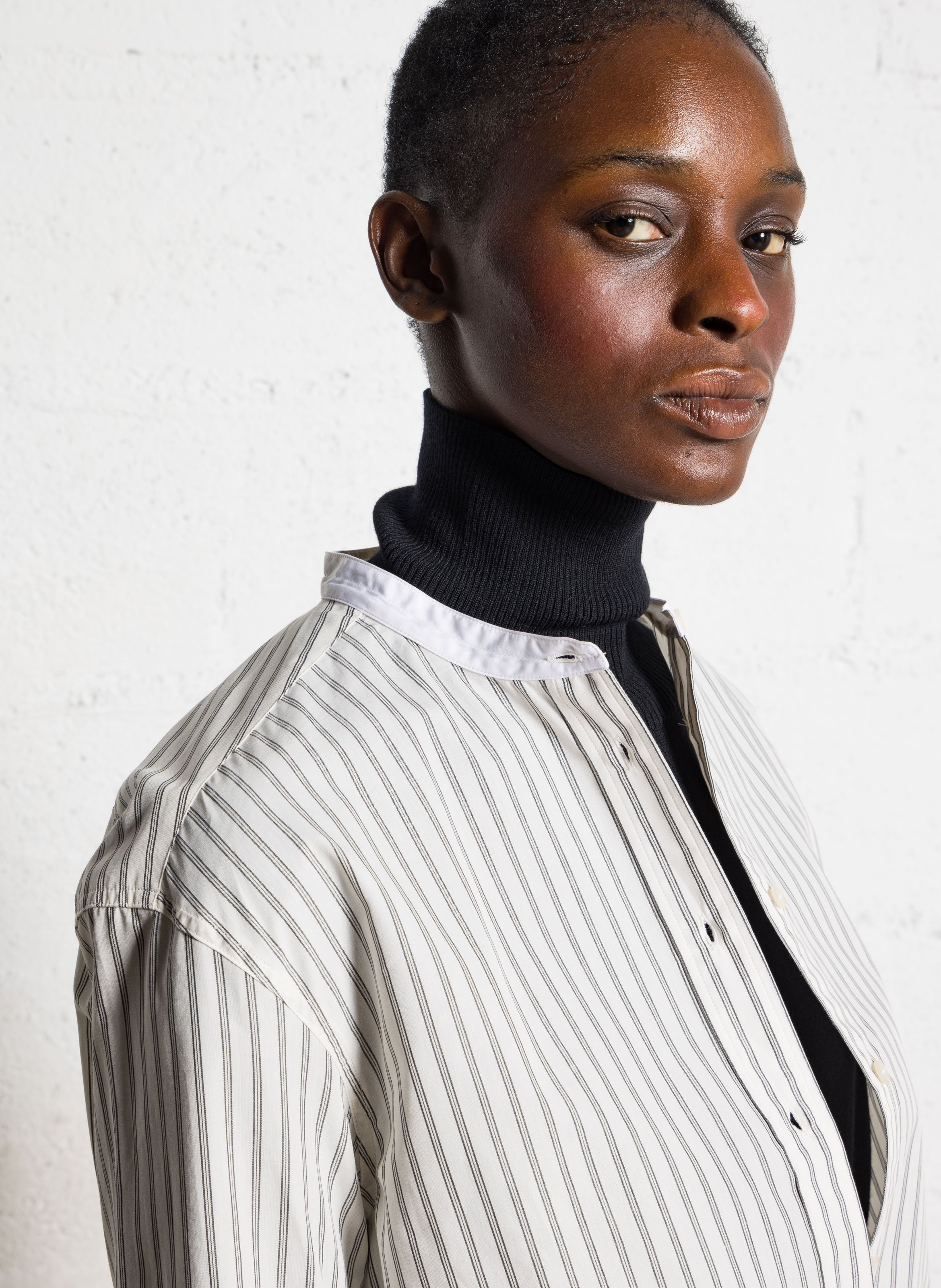 Chemise col rond en popeline rayée bermudes SOEUR Multicolore