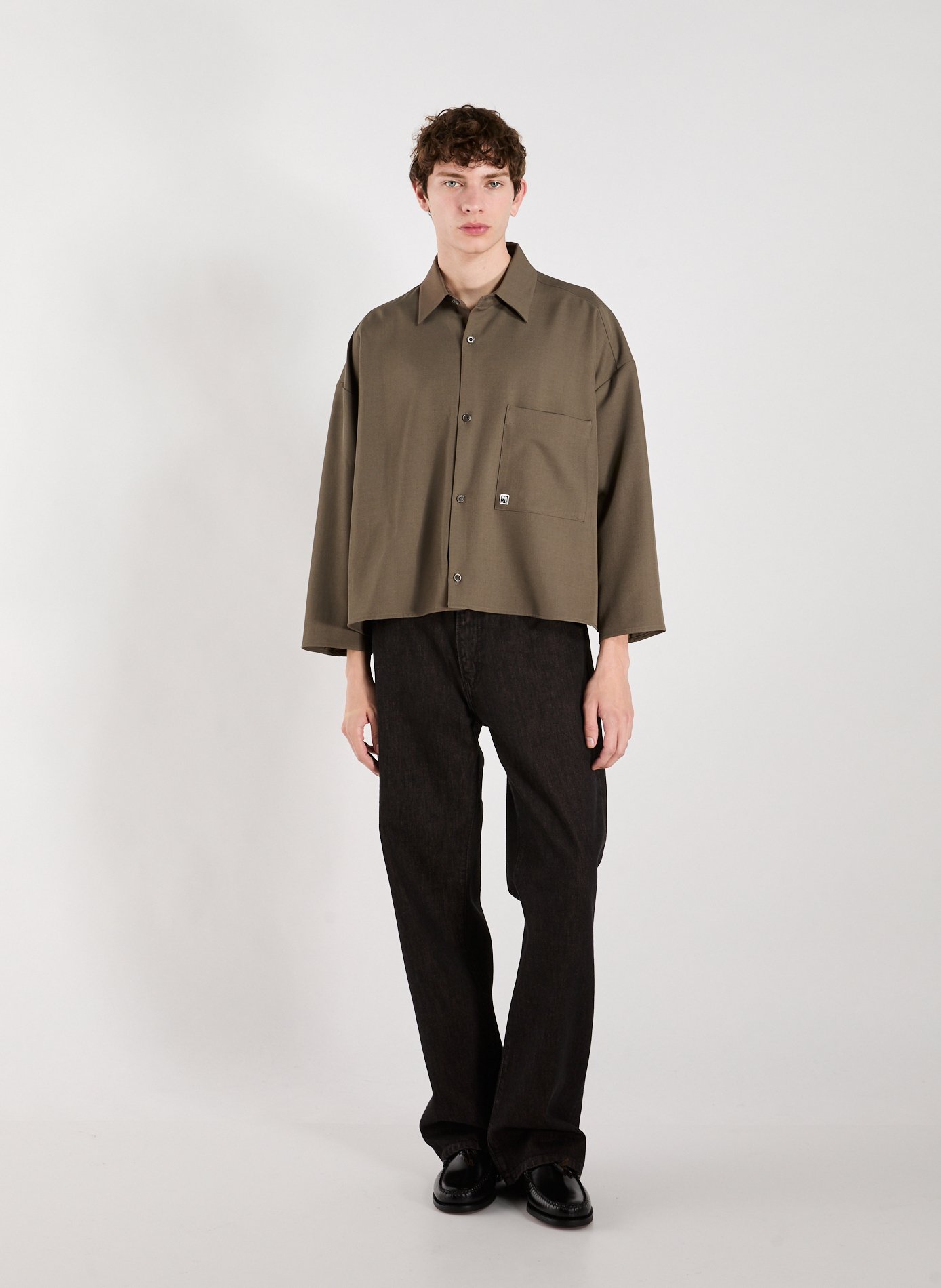Oversized short shirt with classic collar MERELY MADE Brown