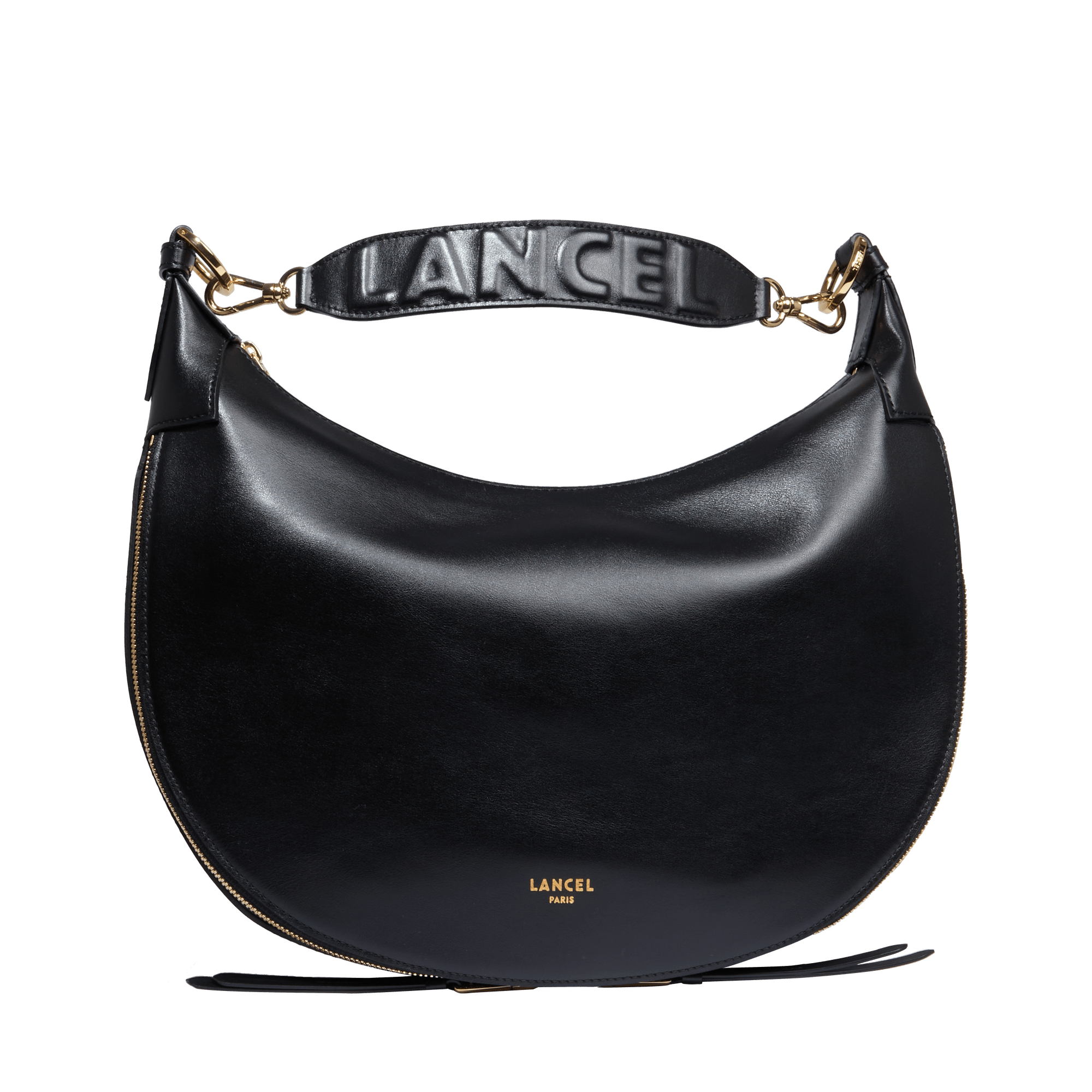 Sac hobo zippé m origami de lancel en cuir LANCEL Noir