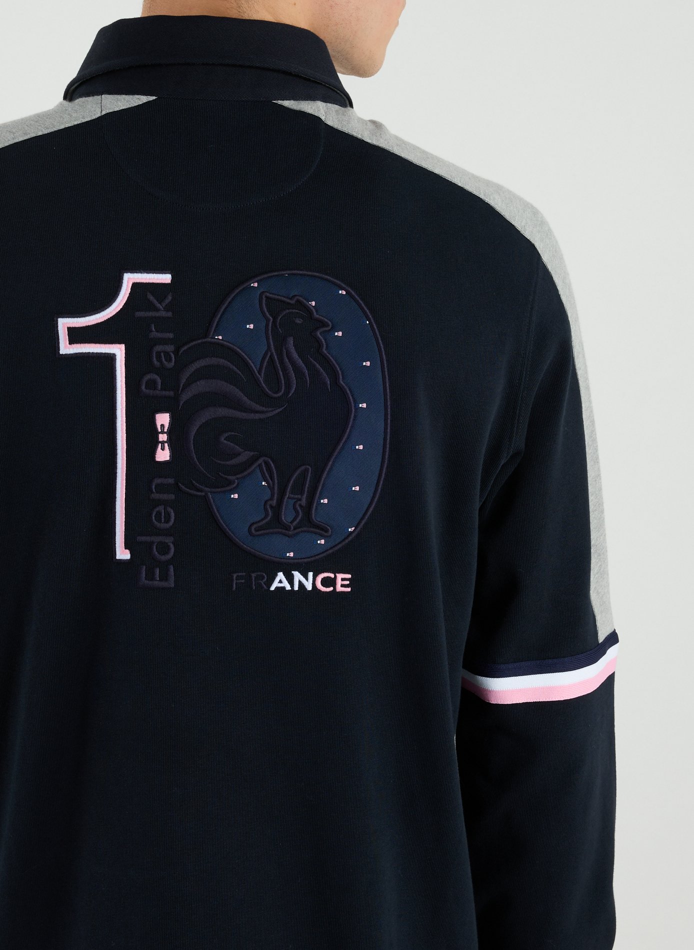 Long-sleeved polo neck cotton T-shirt EDEN PARK Blue