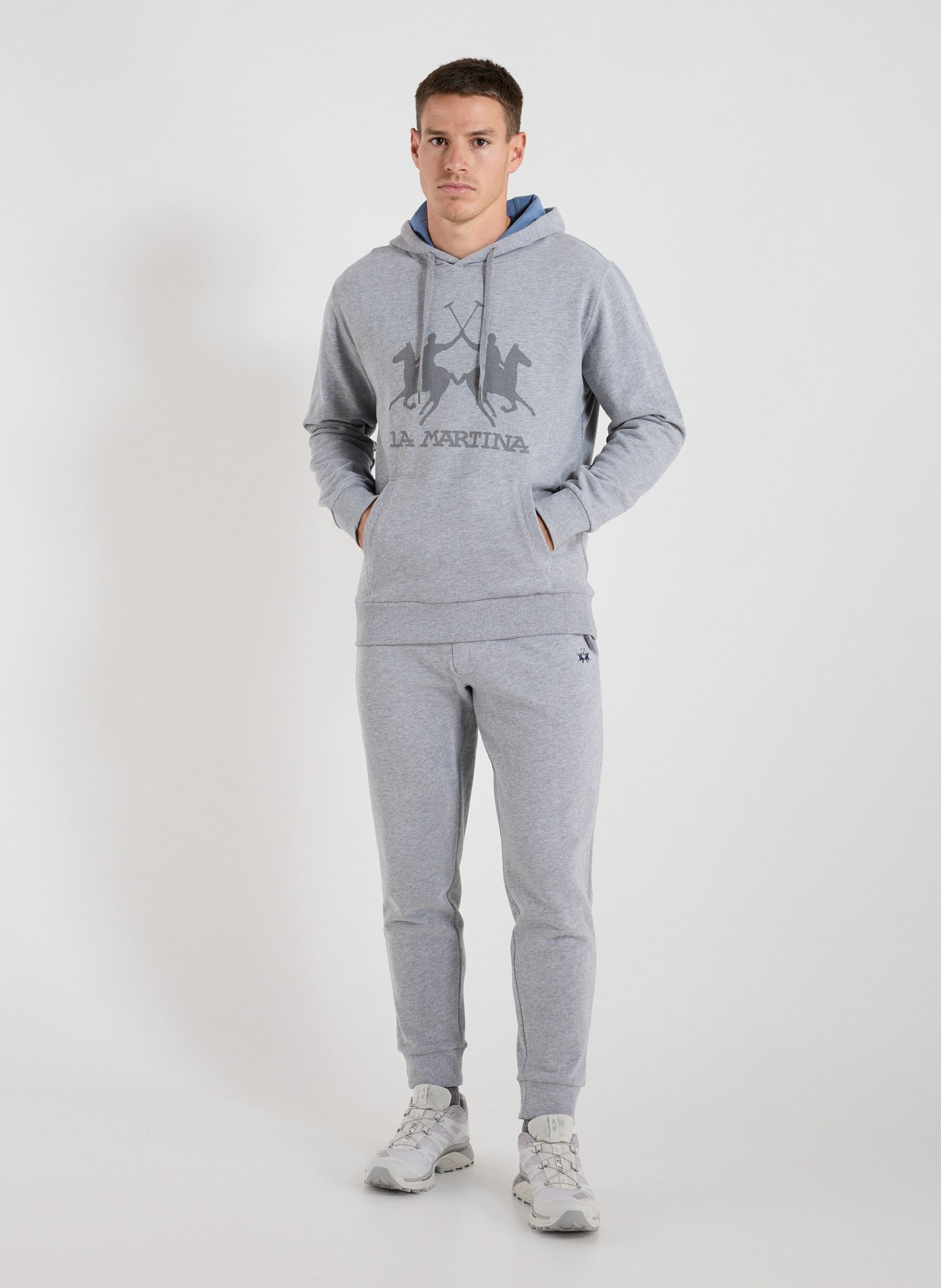 Hoodie à logo en coton mélangé LA MARTINA Gris