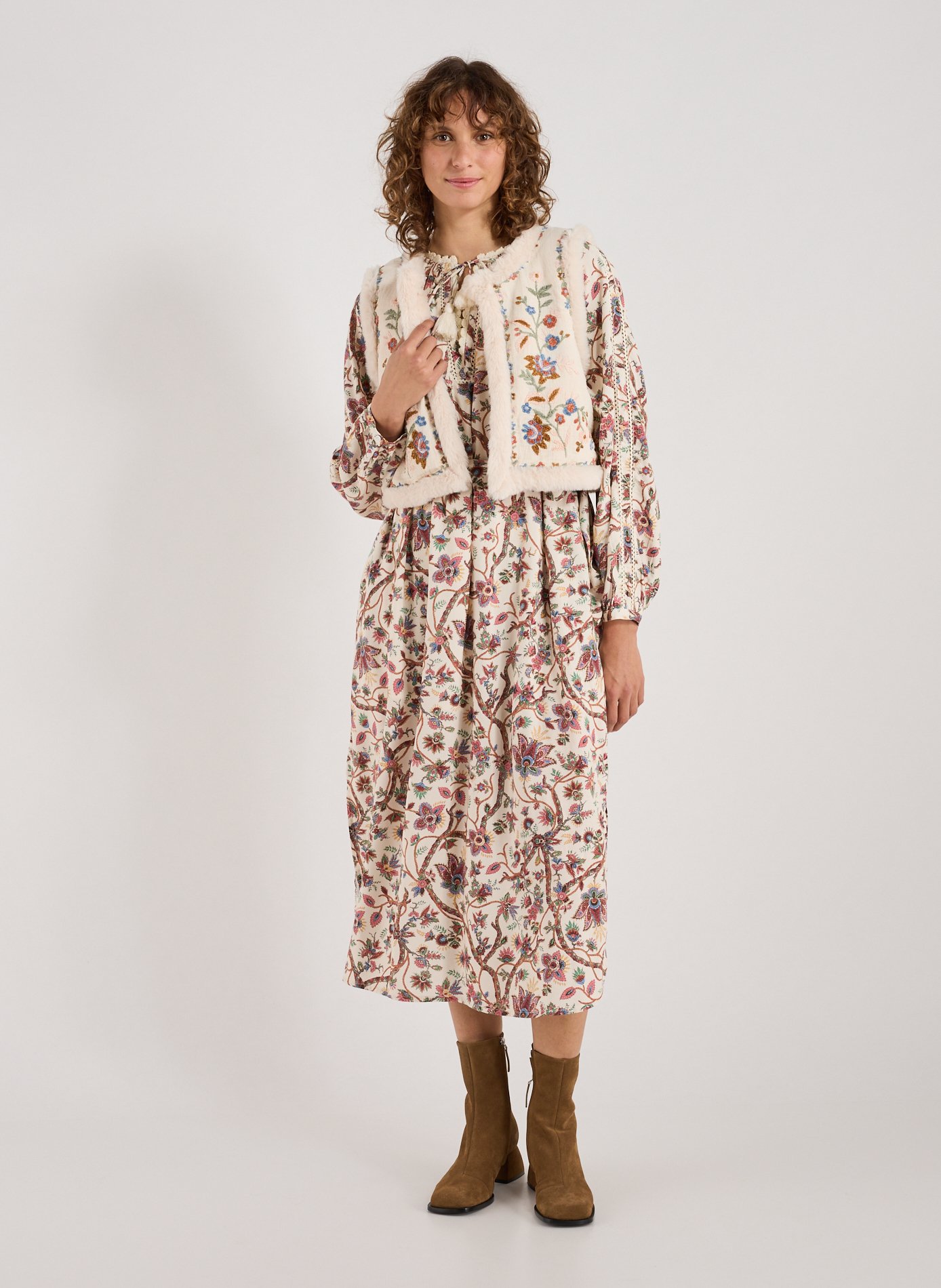 LOUISE MISHA Robe longue col V imprimée  Multicolore