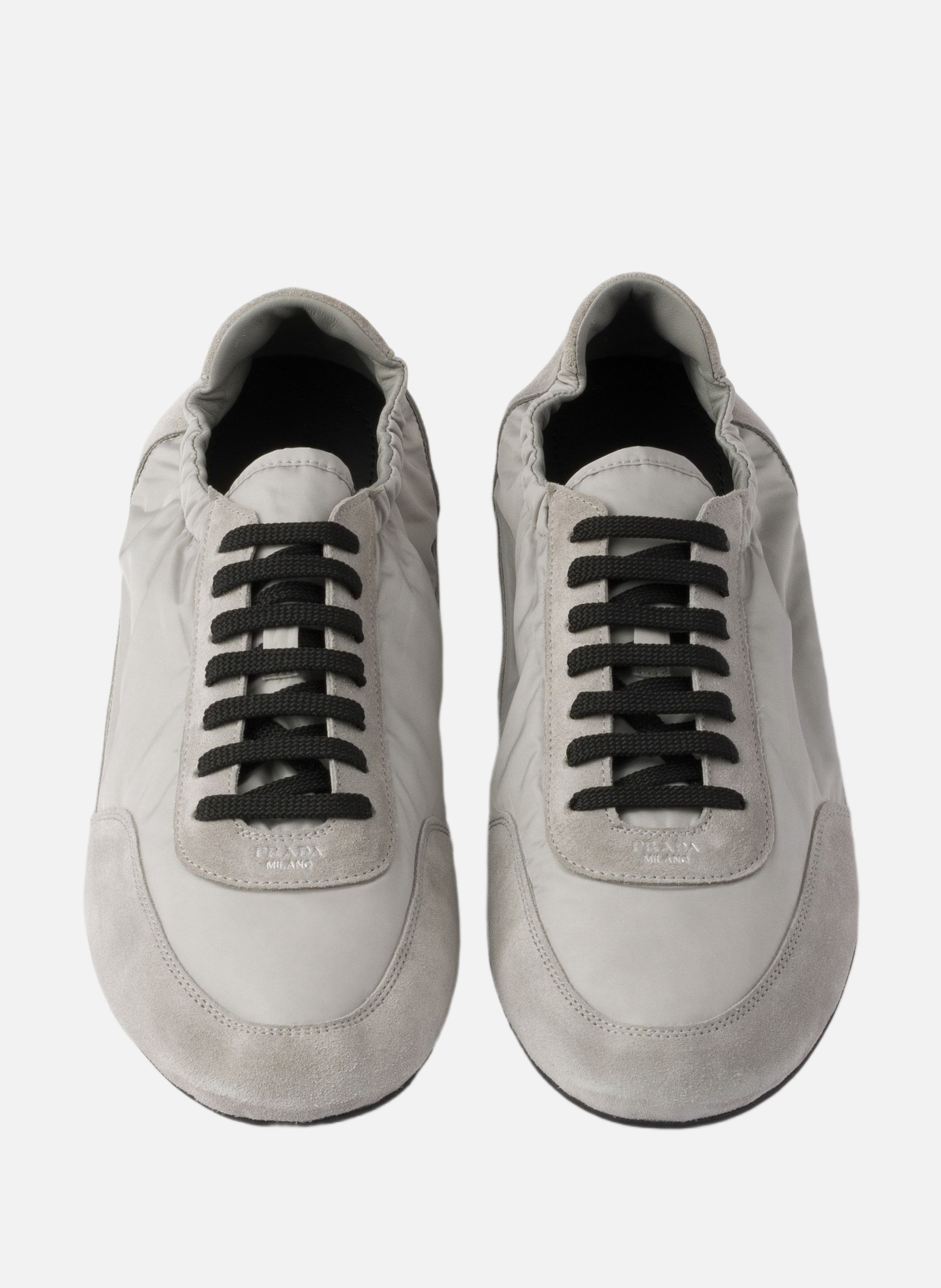 Sneakers élastiques collapse en re-nylon et veau v PRADA Gris