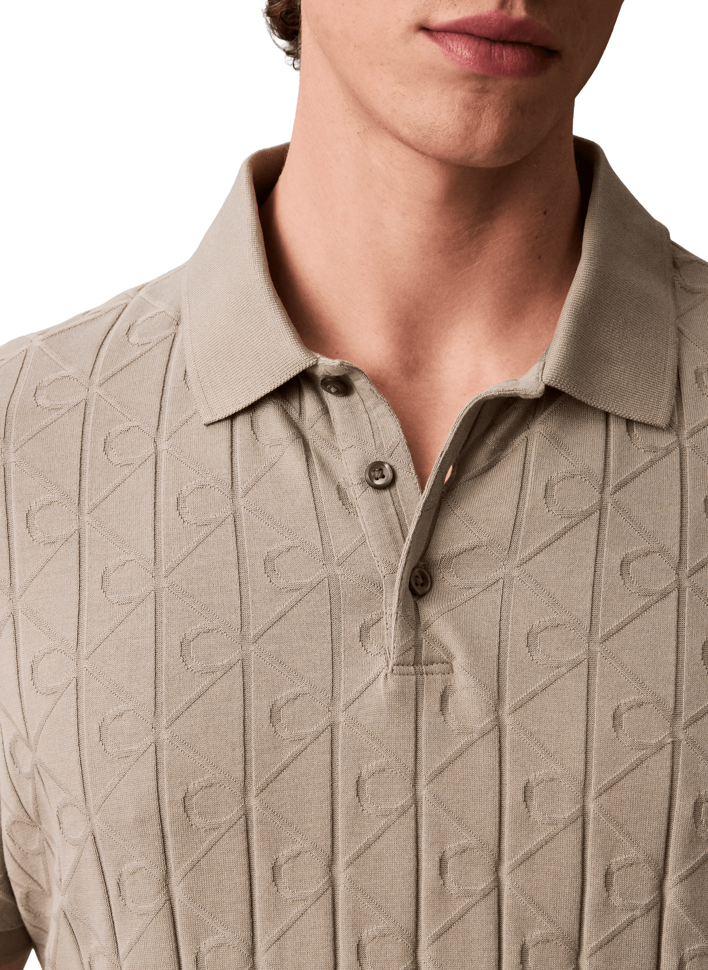 Classic cut polo in textured knit CALVIN KLEIN Grey