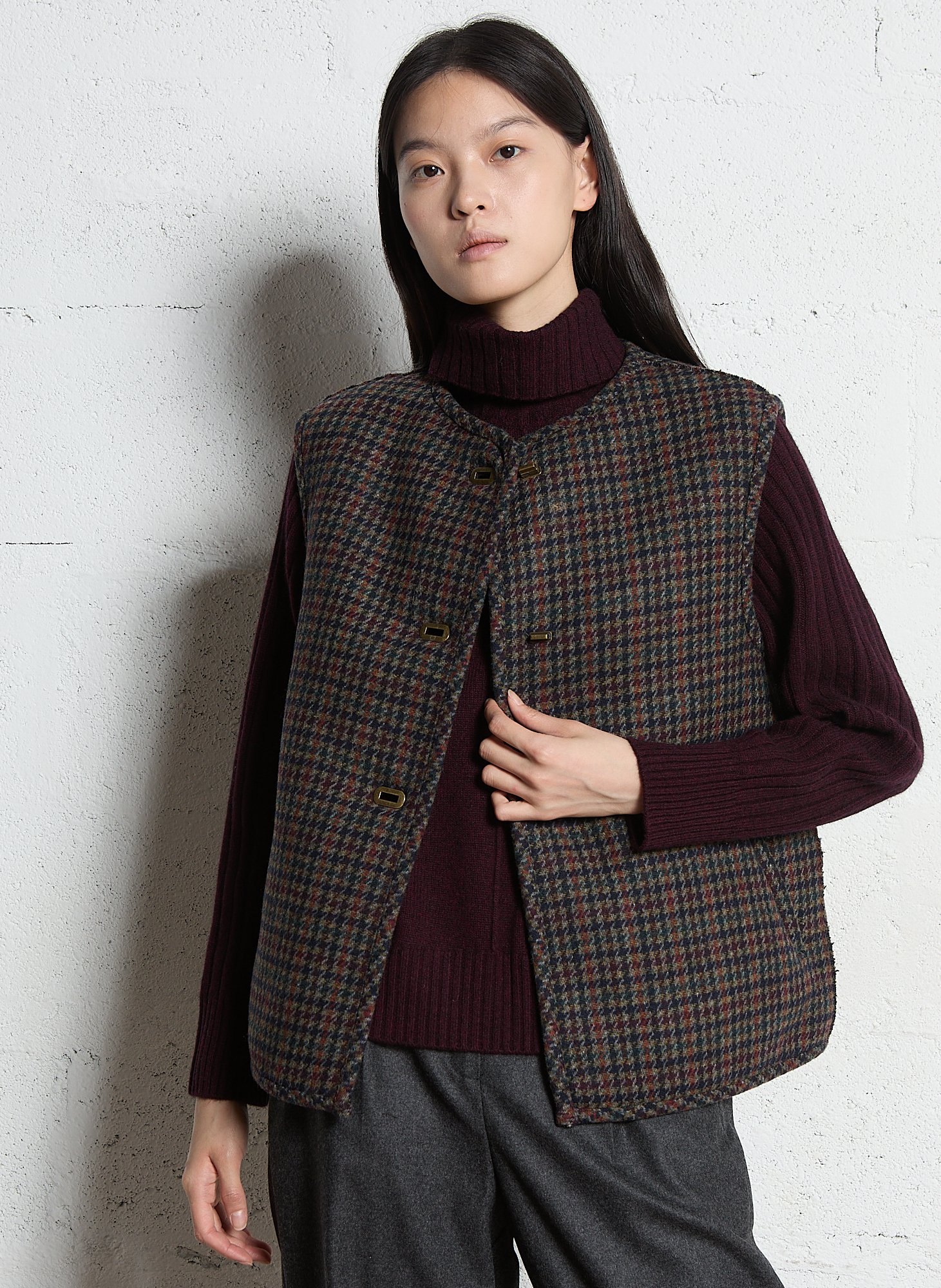 Veste droite col rond à carreaux sabrina MAISON 123 Violet