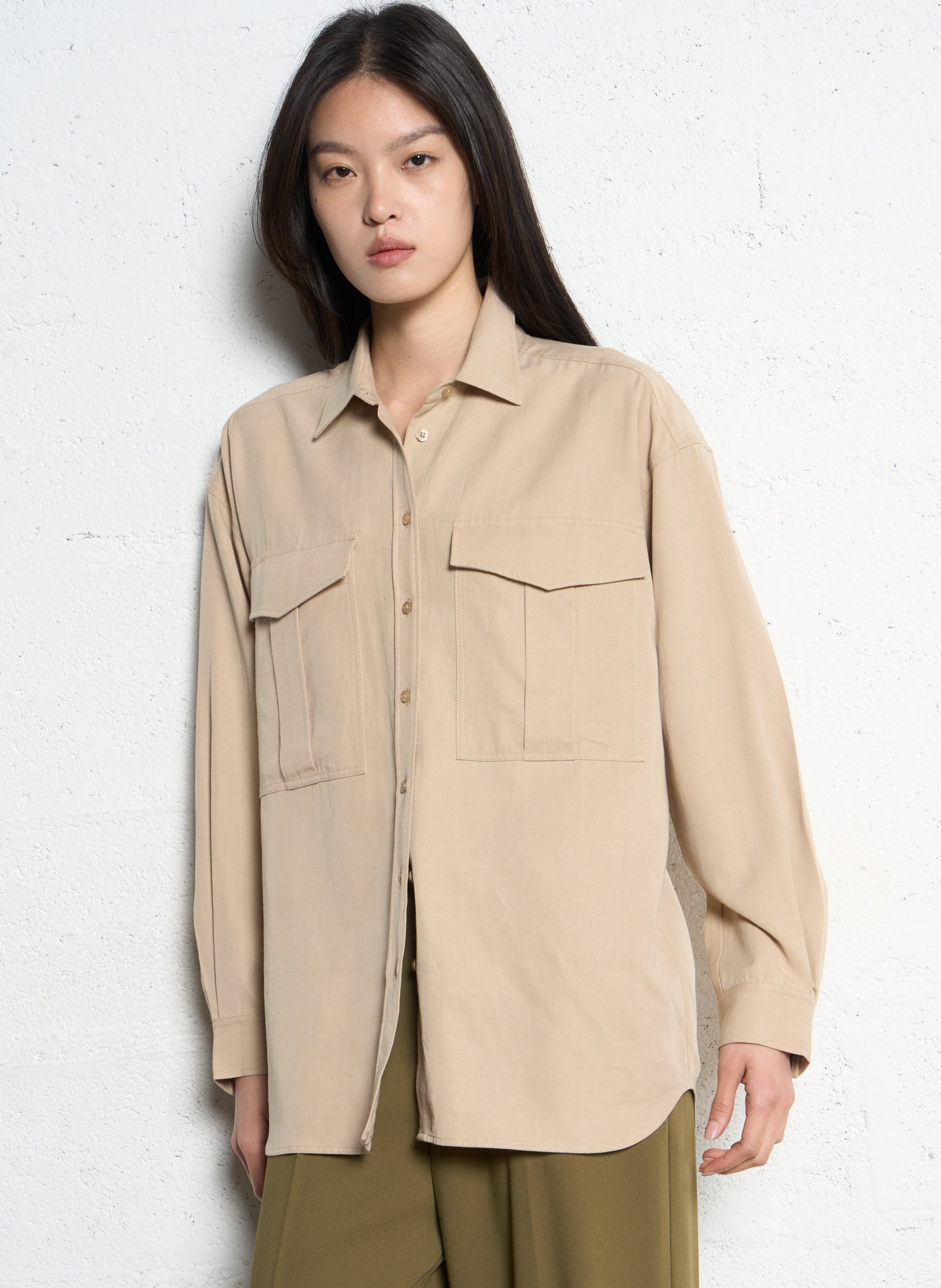 Chemise oversize col classique IKKS Beige