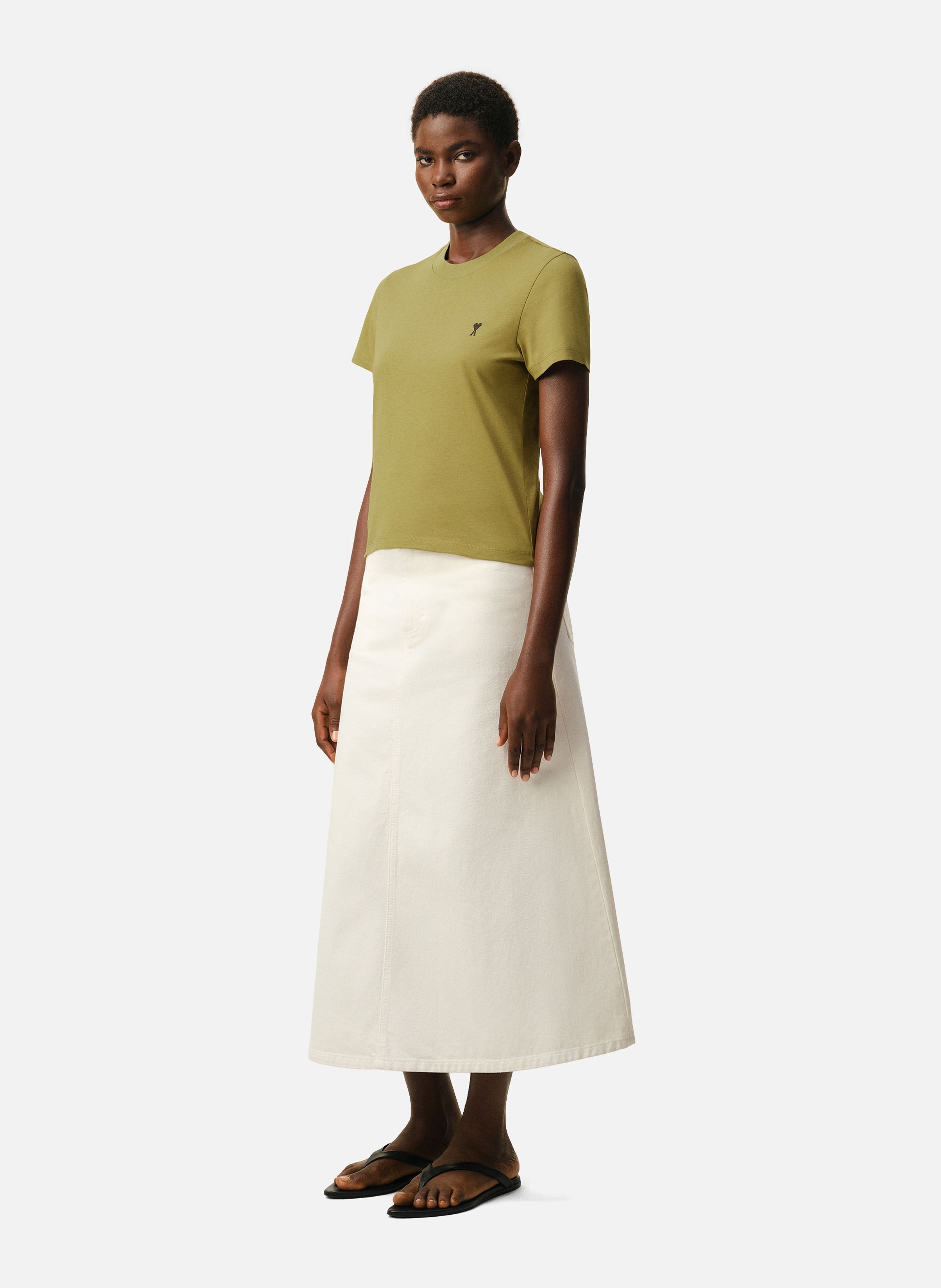 T-shirt Ami De Coeur Croppé En Coton Vert