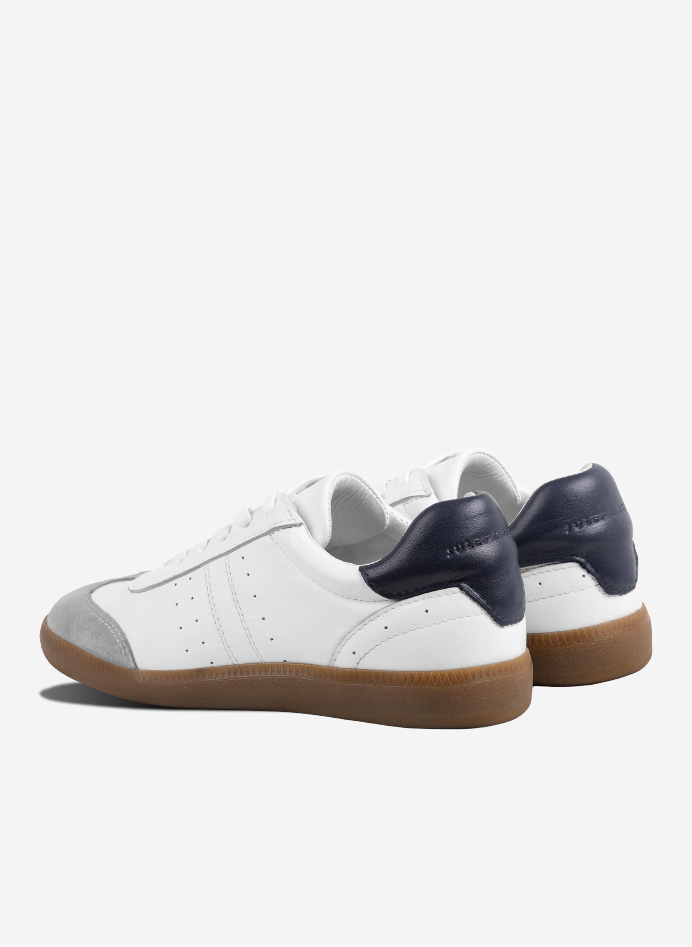 Tennis lacet alba cuir lisse blanc camel JULES & JENN Blanc