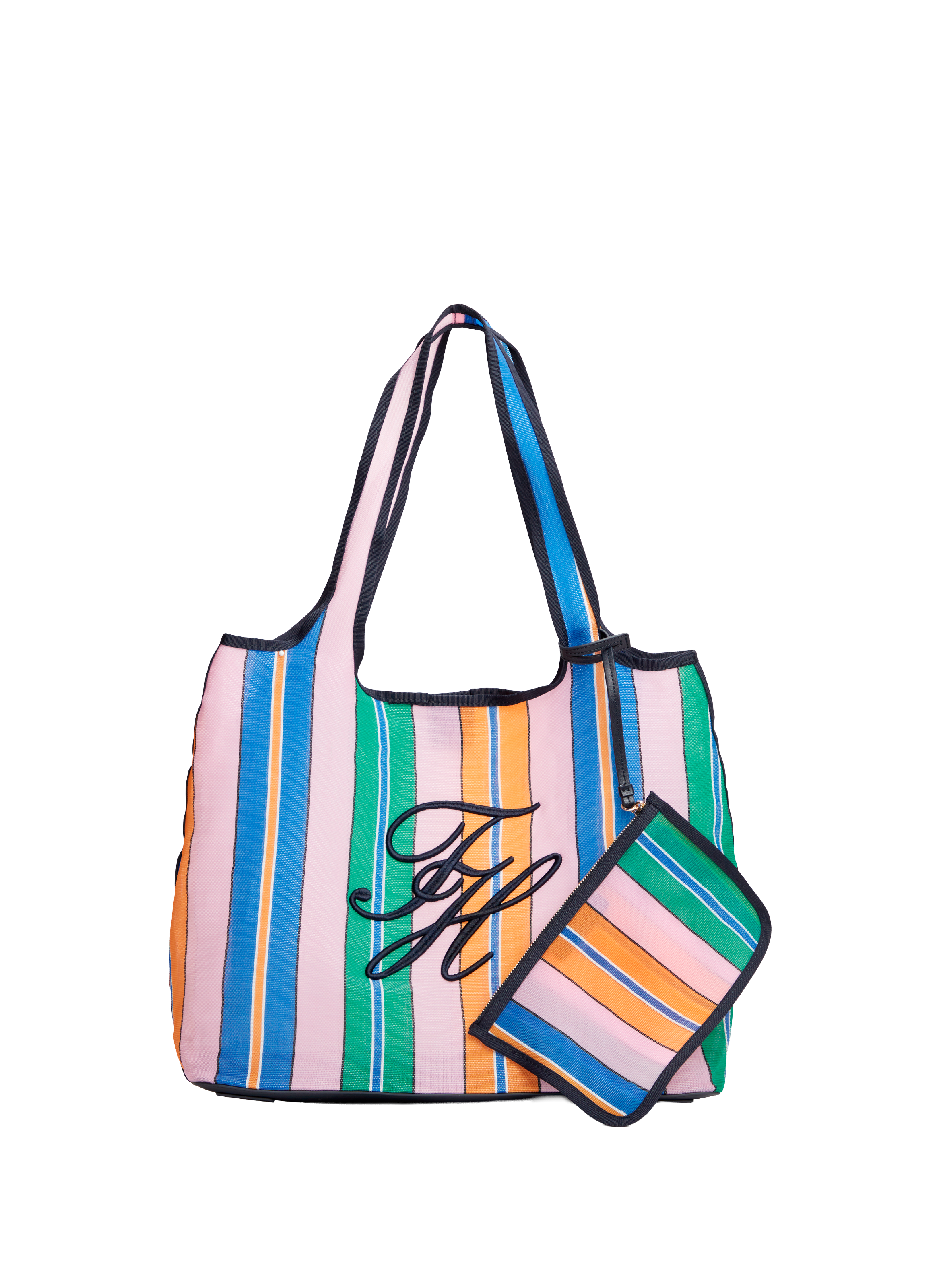 Sac cabas rayé à logo brodé TOMMY HILFIGER Rose