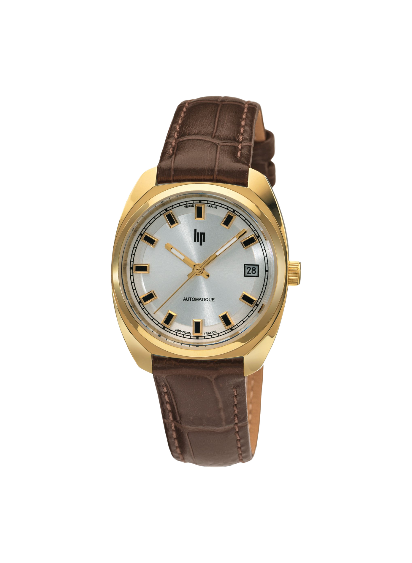 Montre quartz bracelet en cuir LIP Argent