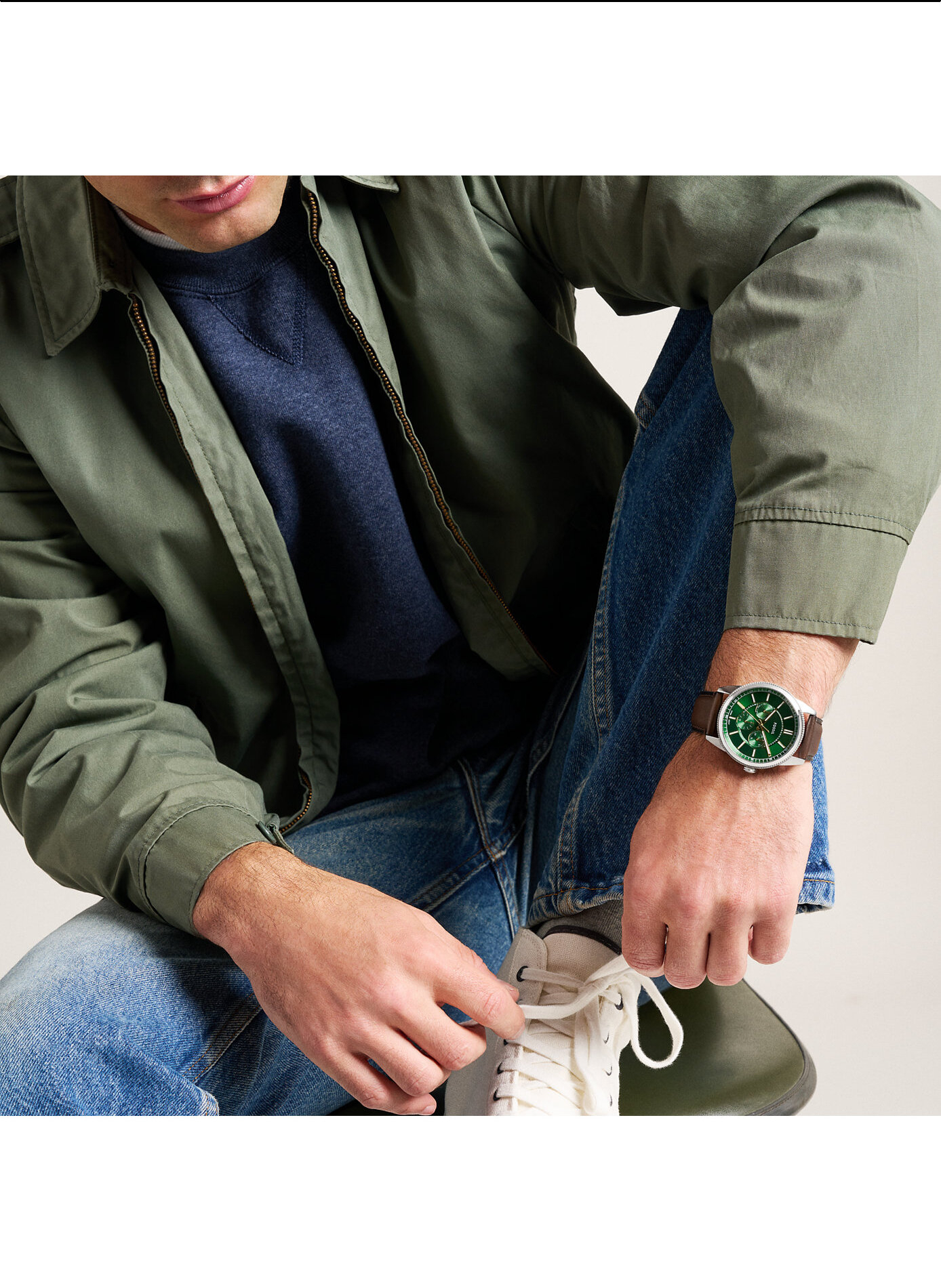 Montre Pearson bracelet en cuir FOSSIL Vert