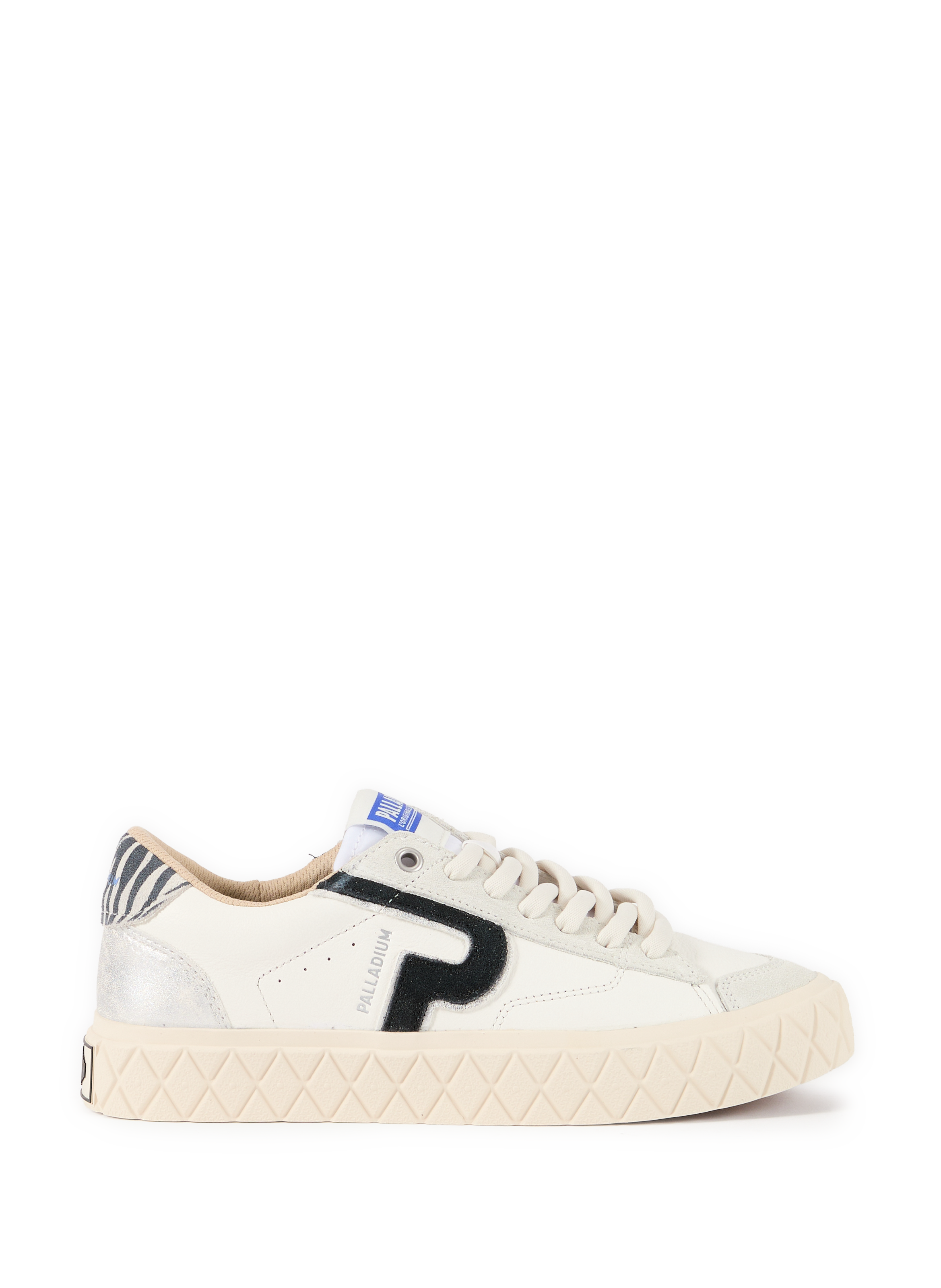 Baskets bi-matière compensées en cuir mélangé PALLADIUM Blanc