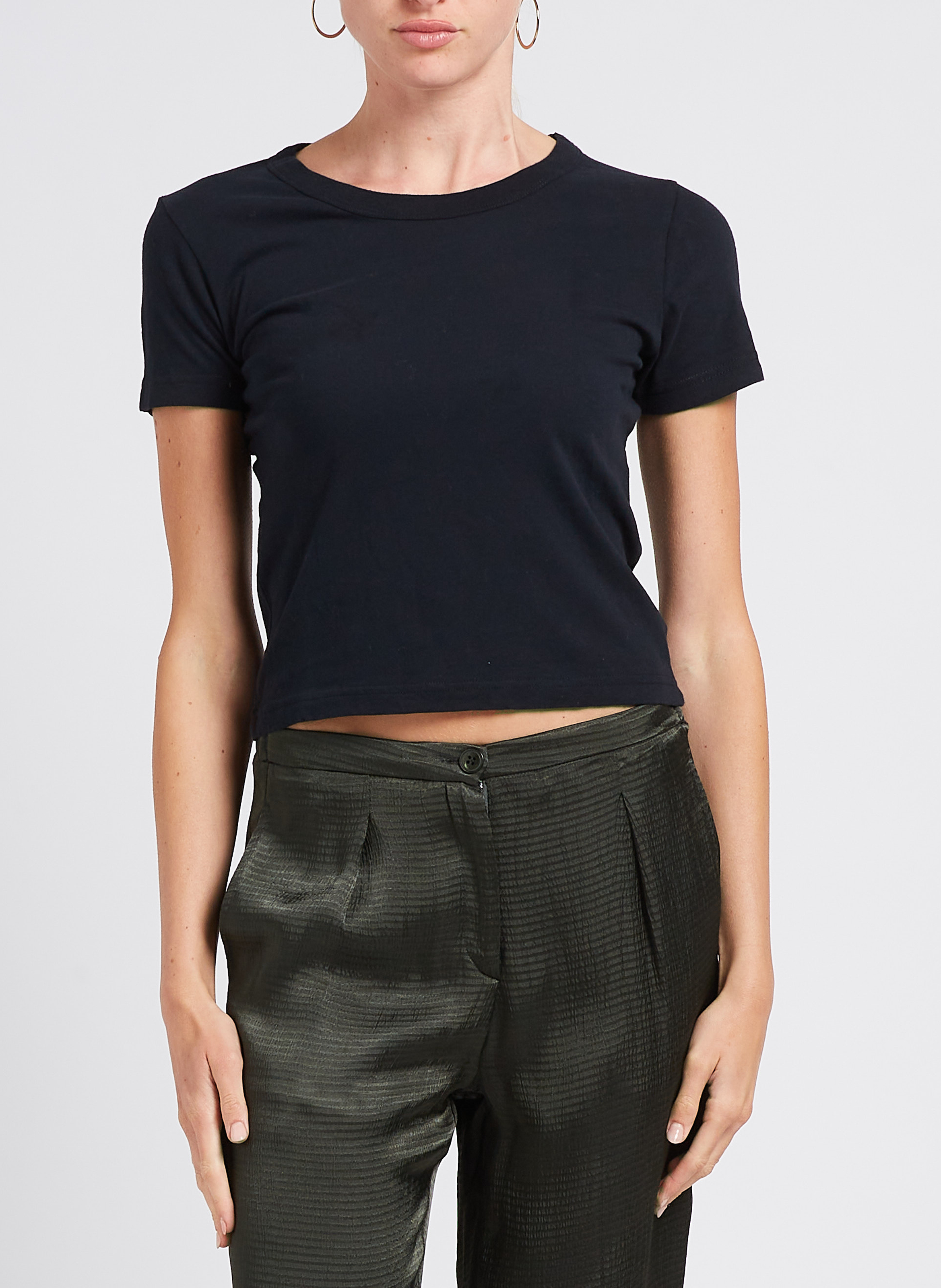 Tee-shirt court col rond en coton gamipy AMERICAN VINTAGE Noir