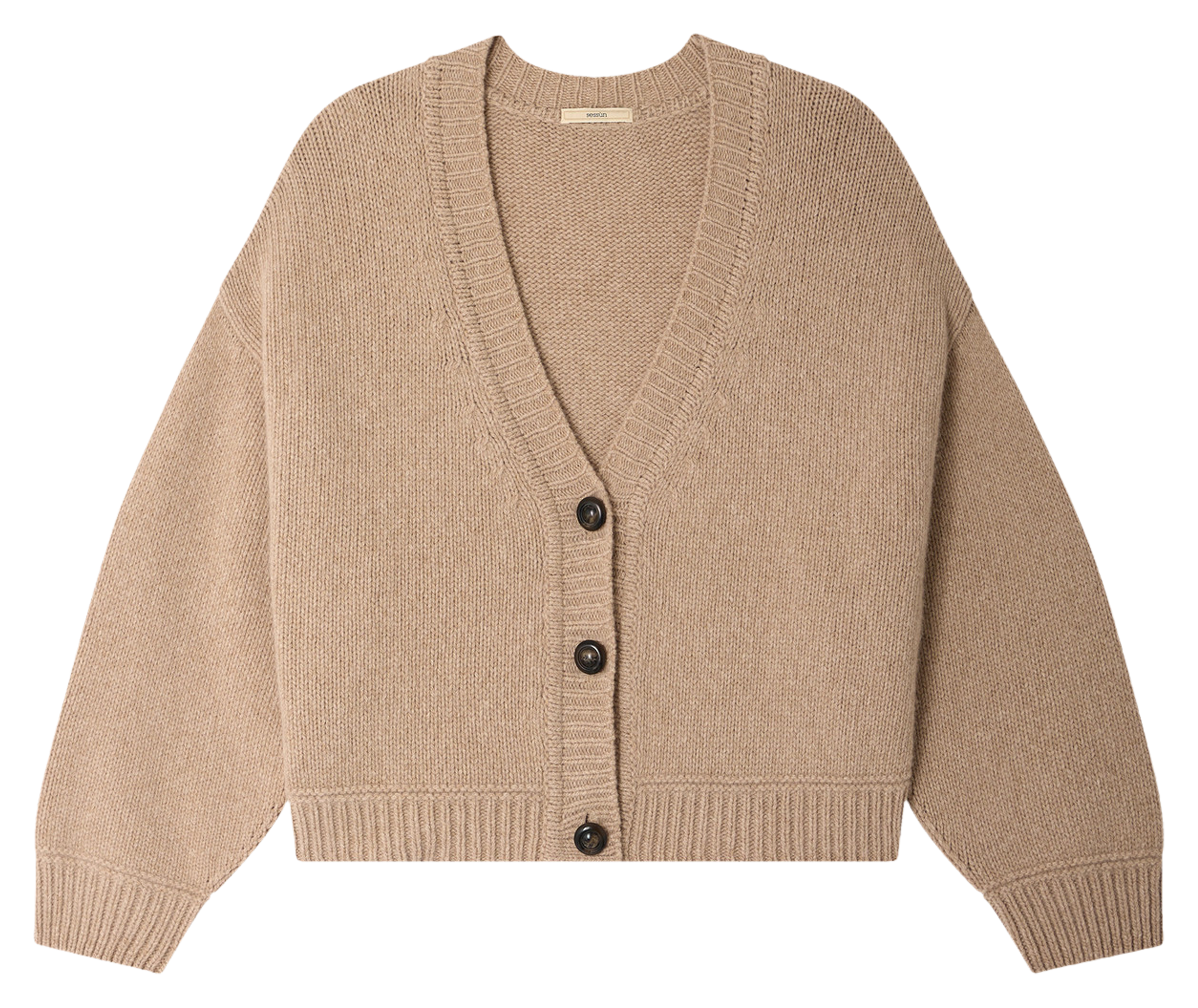 Cardigan oversize col v en laine serato SESSUN Beige