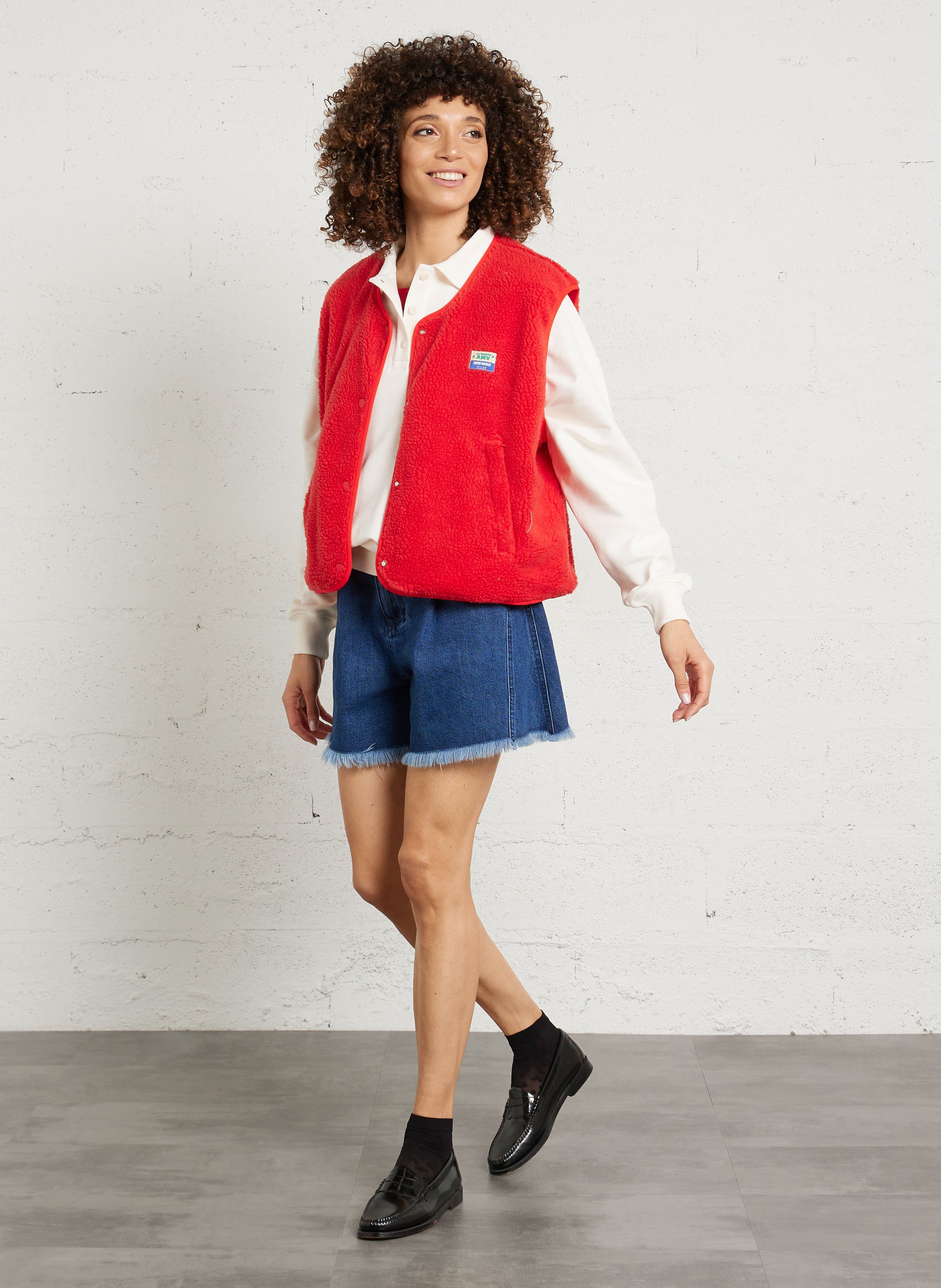 Gilet col rond molletonné sans manches hoktown Rouge