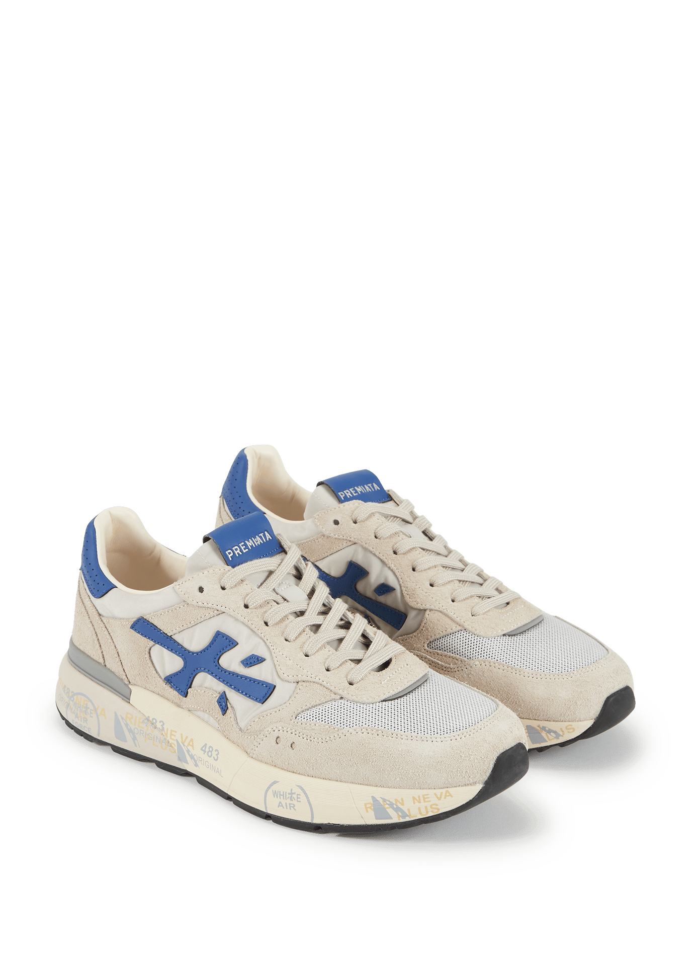 Mick low-top sneakers in two materials PREMIATA White