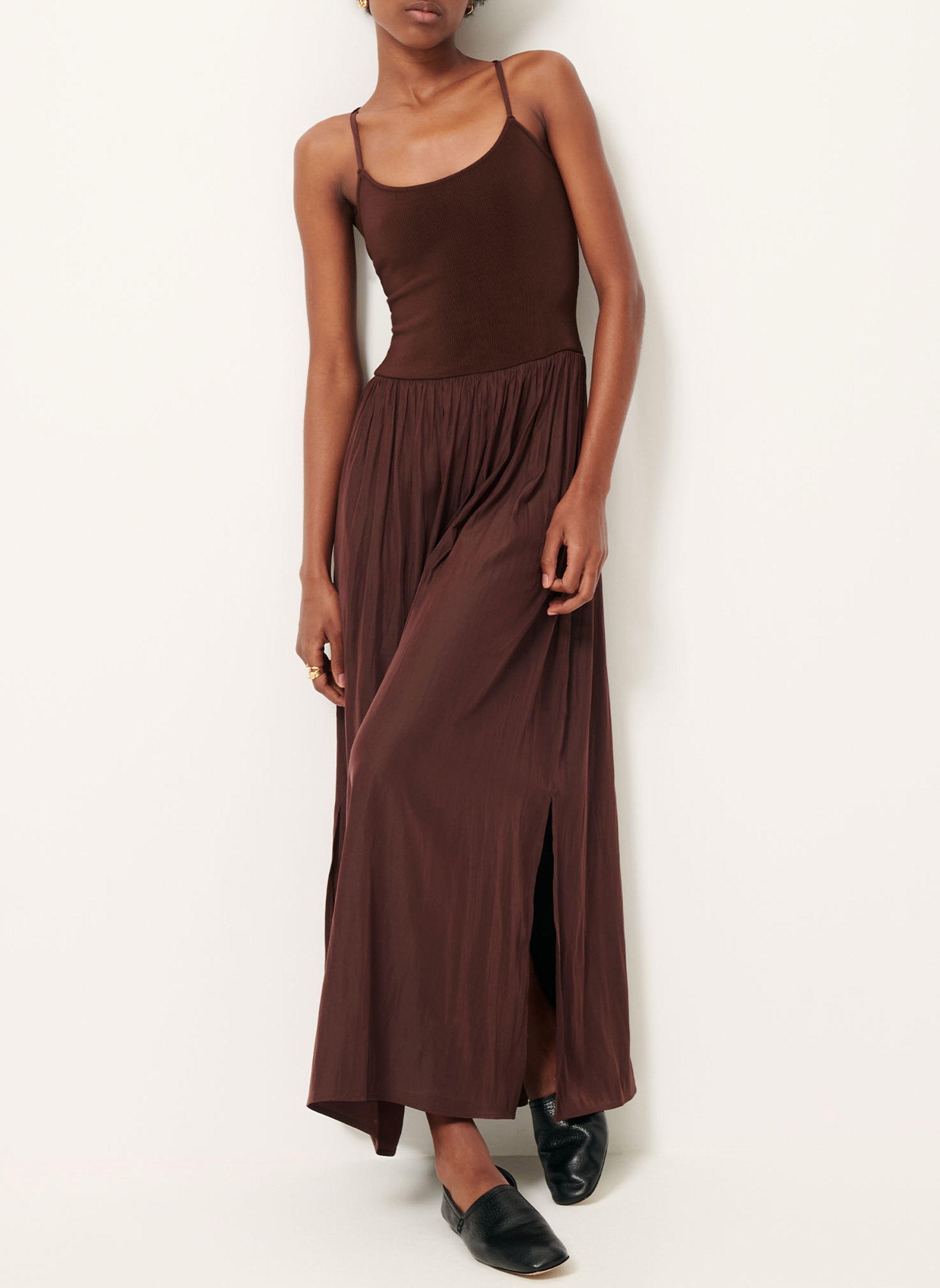 Robe longue col rond sweet mambo SESSUN Marron
