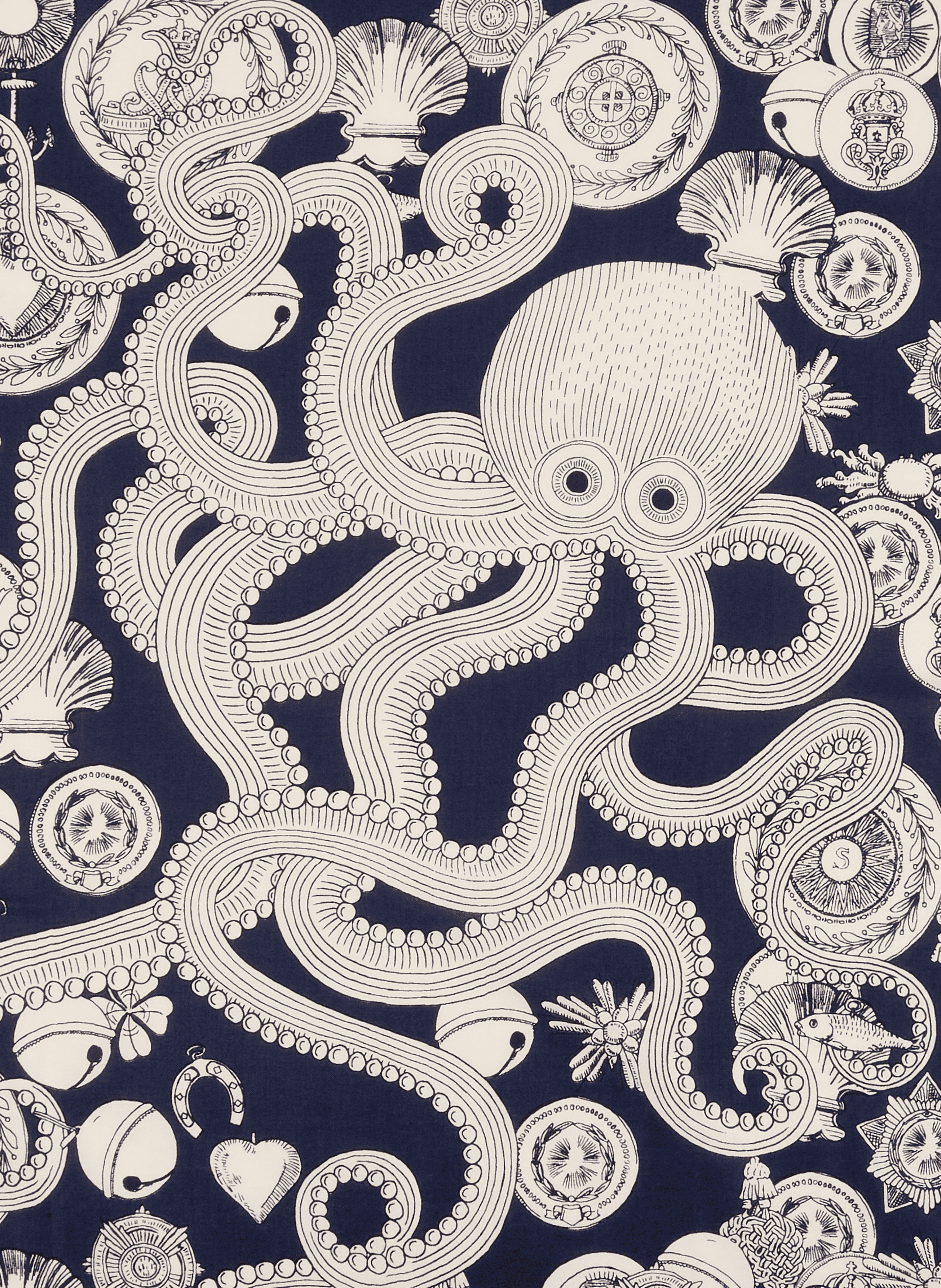 Foulard imprimé en coton et soie INOUITOOSH Blue