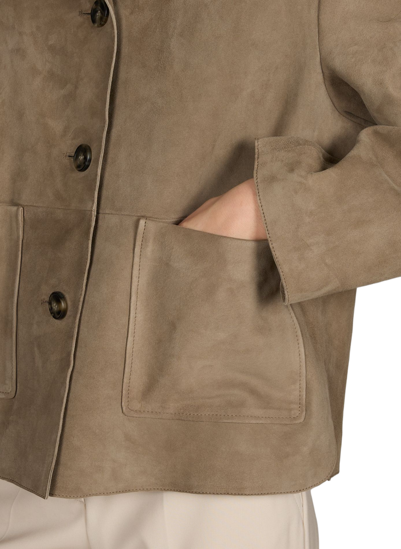 Straight suede leather jacket MAX MARA WEEK END Khaki