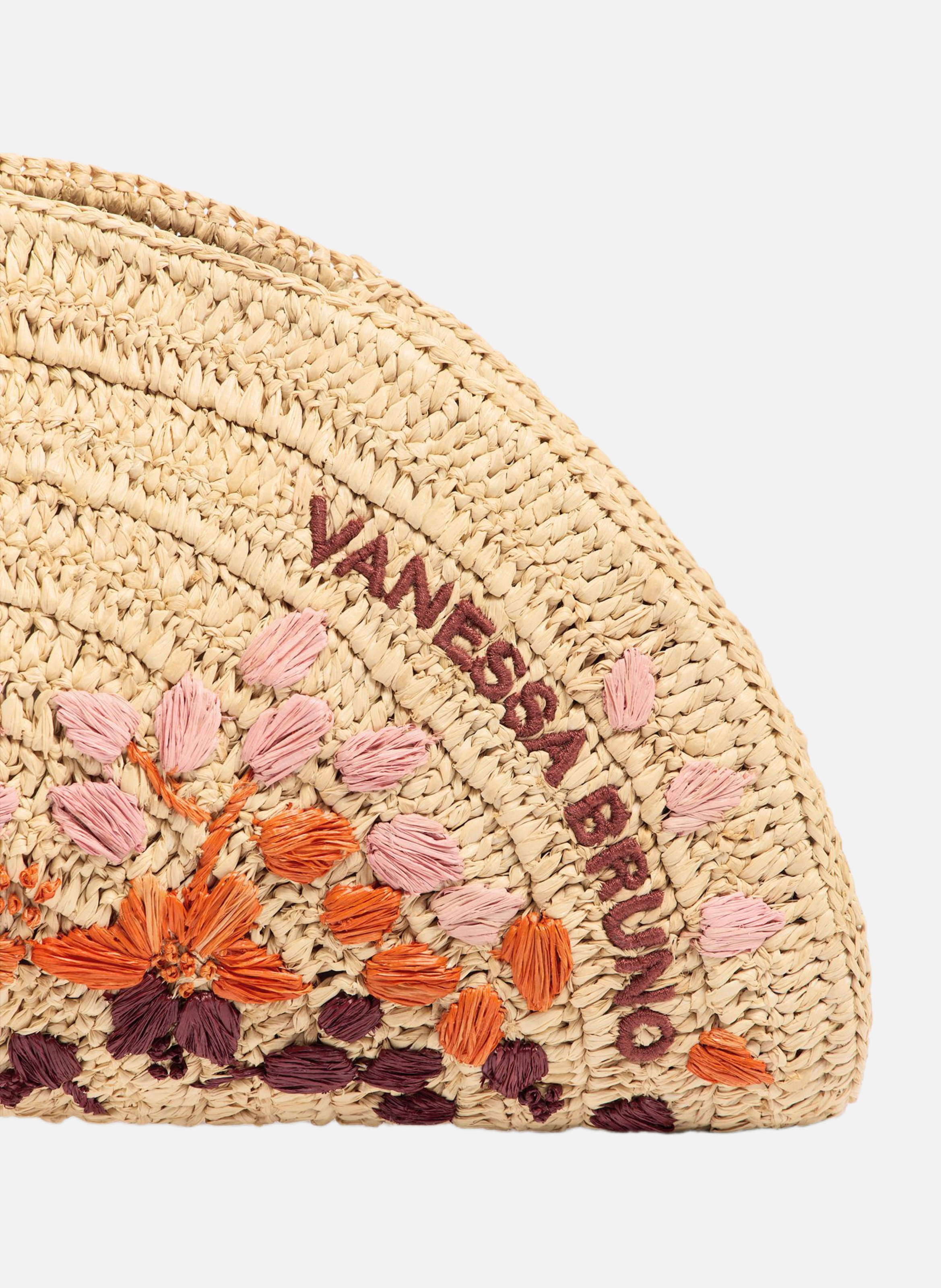 Sac clutch en raphia brodé VANESSA BRUNO Multicolore