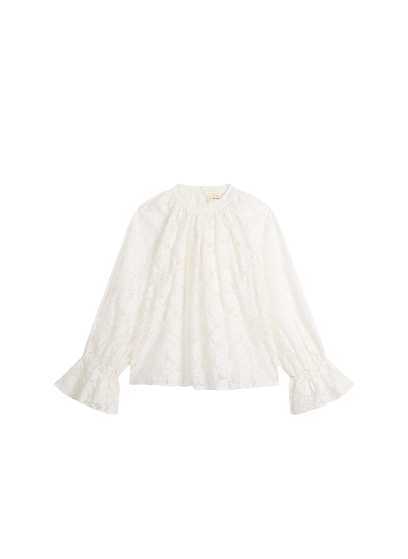 Blouse Camilia transparent lace in cotton PETITE MENDIGOTE White
