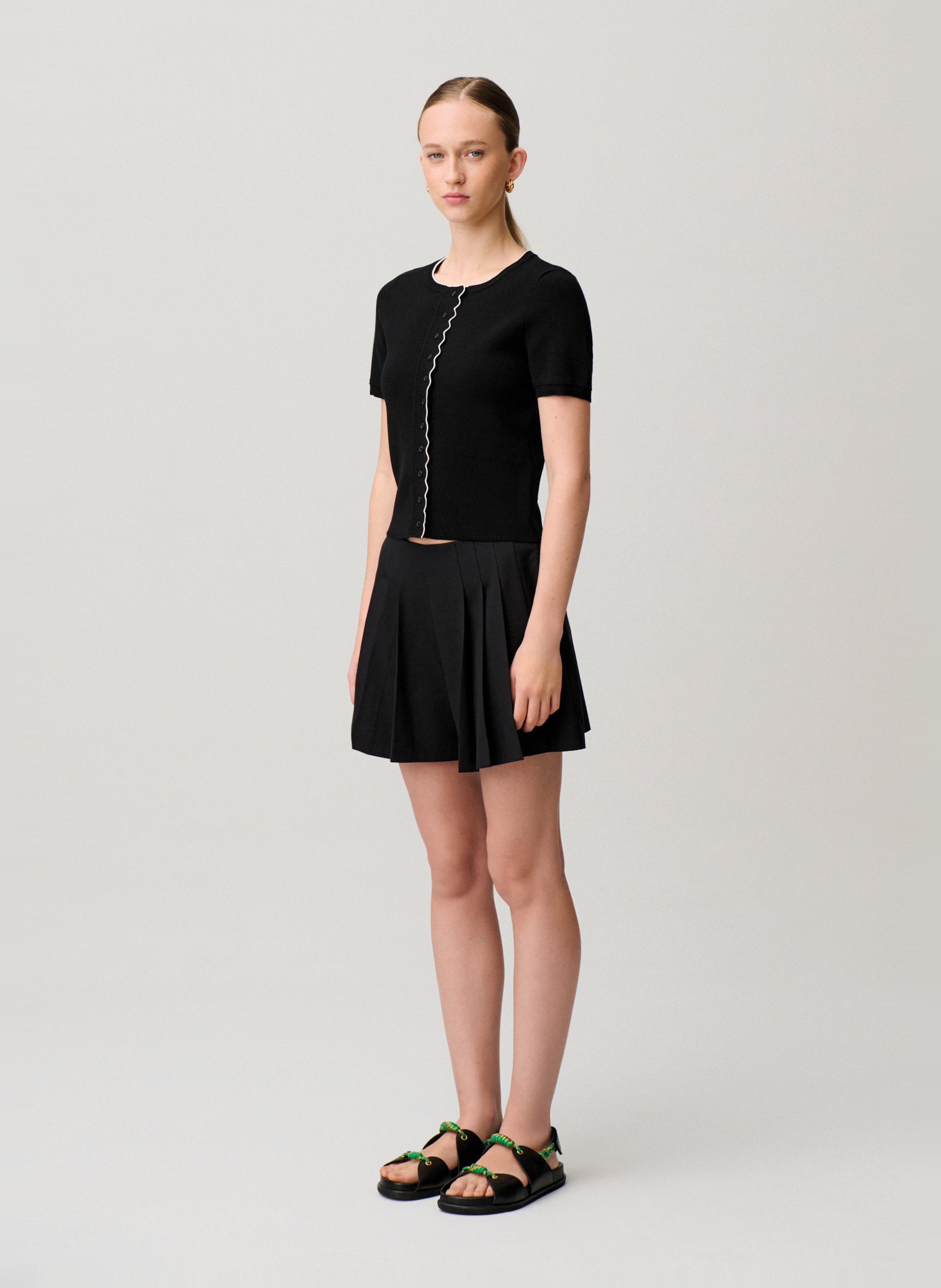 Gilet droit col rond en maille CLAUDIE PIERLOT Noir