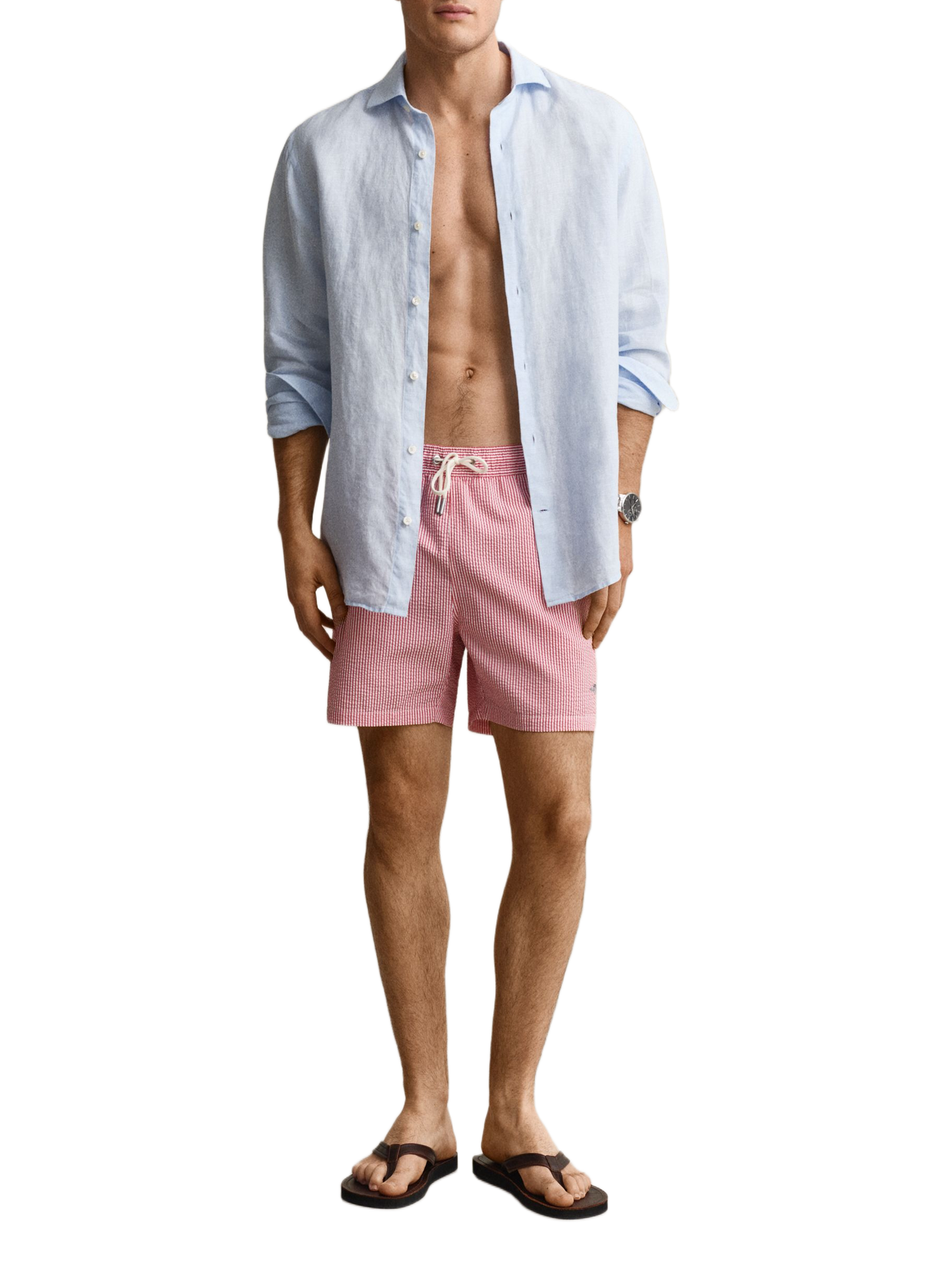 Costume da bagno a righe in seersucker GANT Rosa