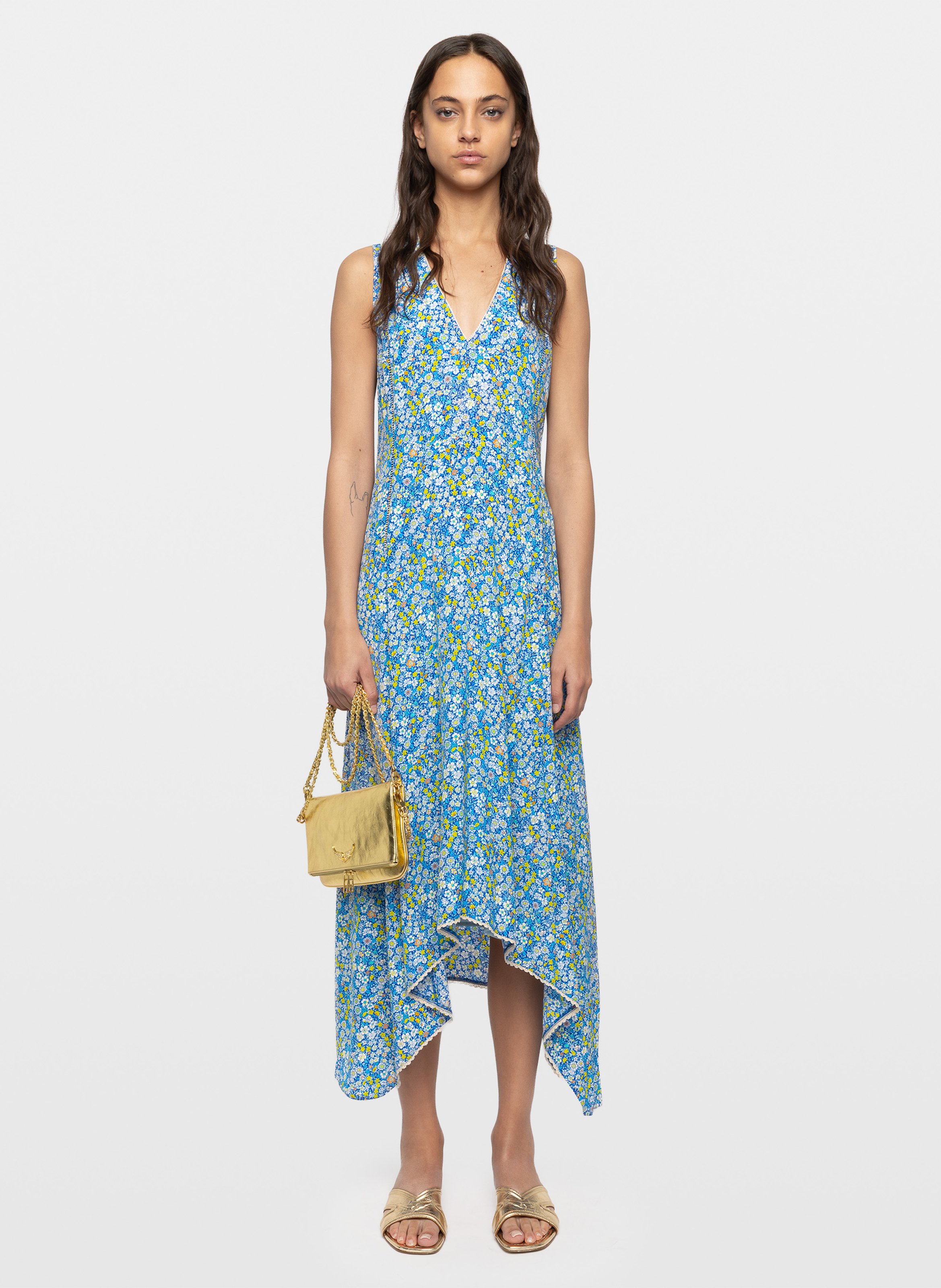 Robe midi col v rerol ZADIG&VOLTAIRE Jaune