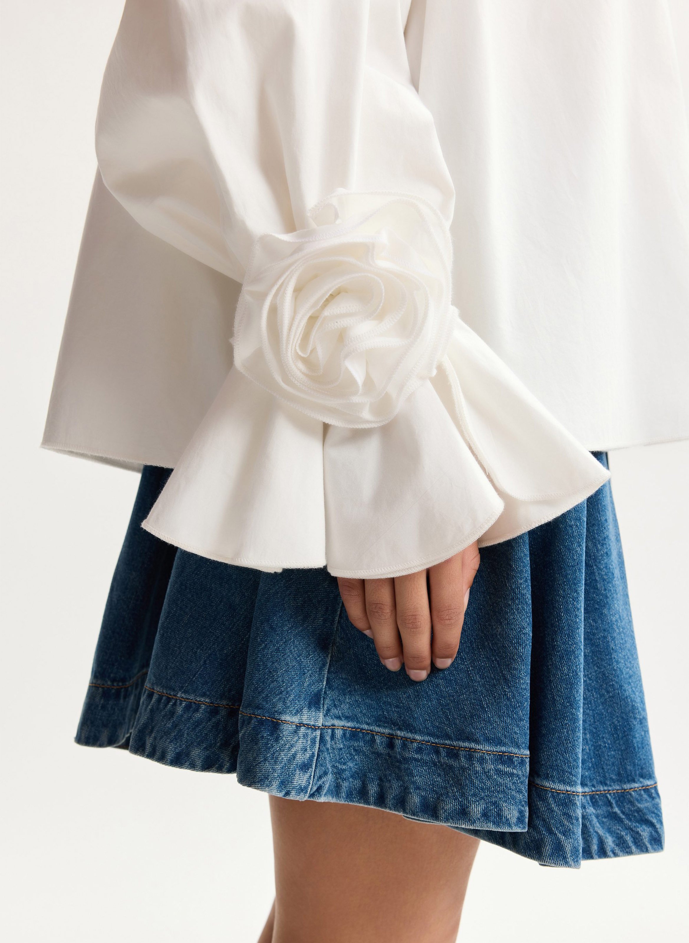 Top bardot ample à fleurs uni jofie Blanc
