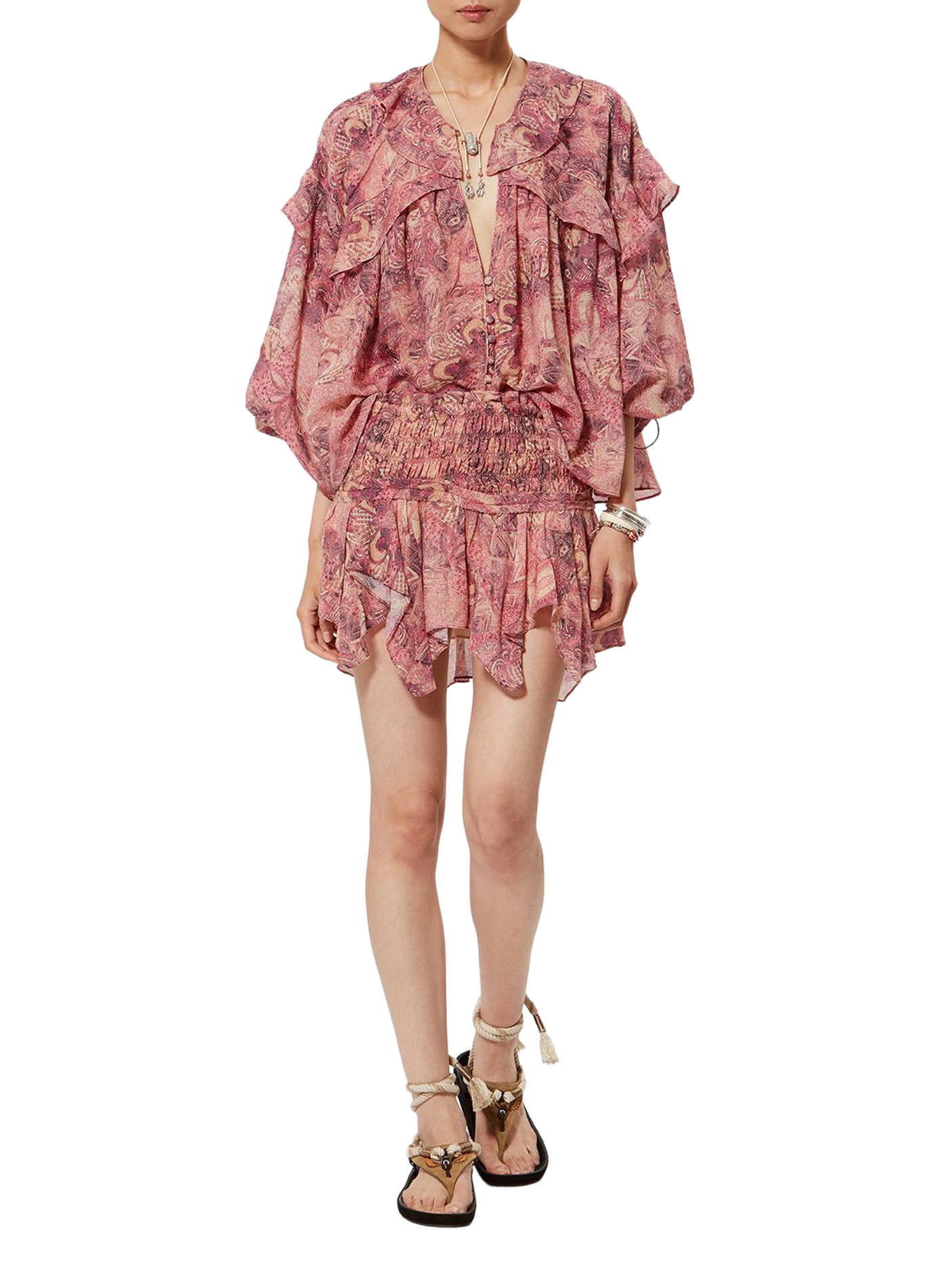 Fluid printed silk Charis blouse ISABEL MARANT Pink