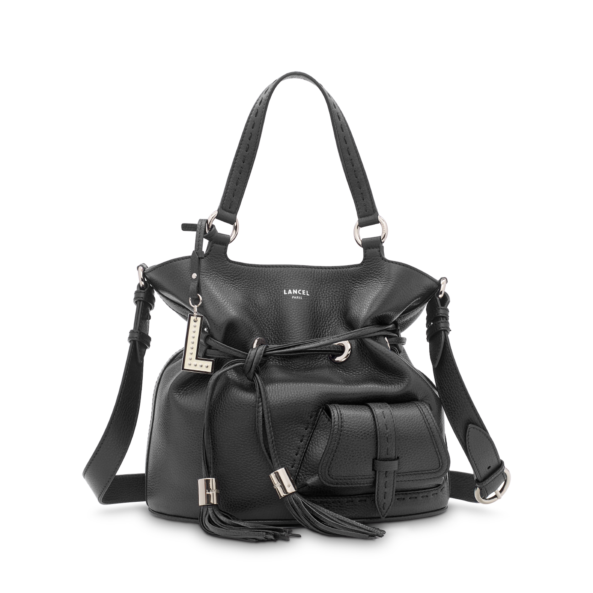 Sac seau m premier flirt de lancel en cuir LANCEL Noir