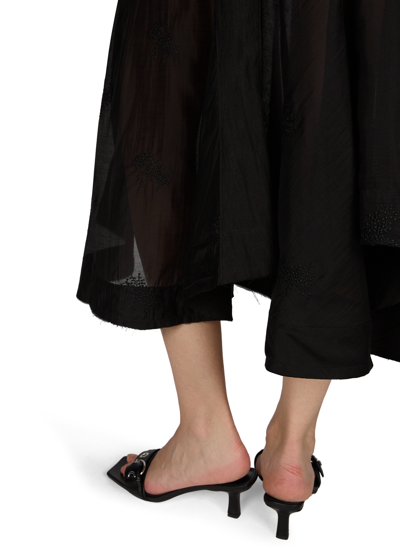 Midi skirt with transparent panels and embroideries OUR LEGACY Black