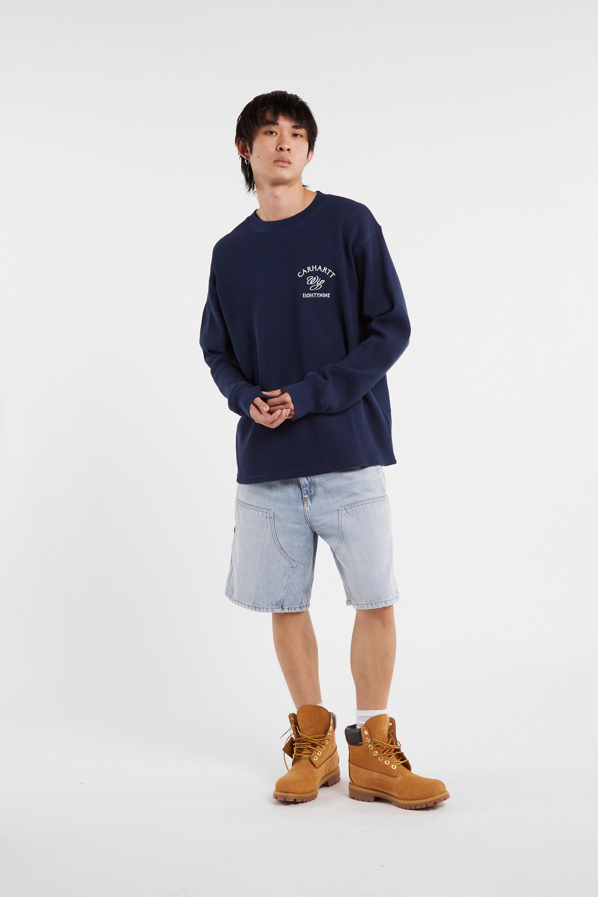 T-shirt l/s eightynine waffle t-shirt CARHARTT WIP Bleu