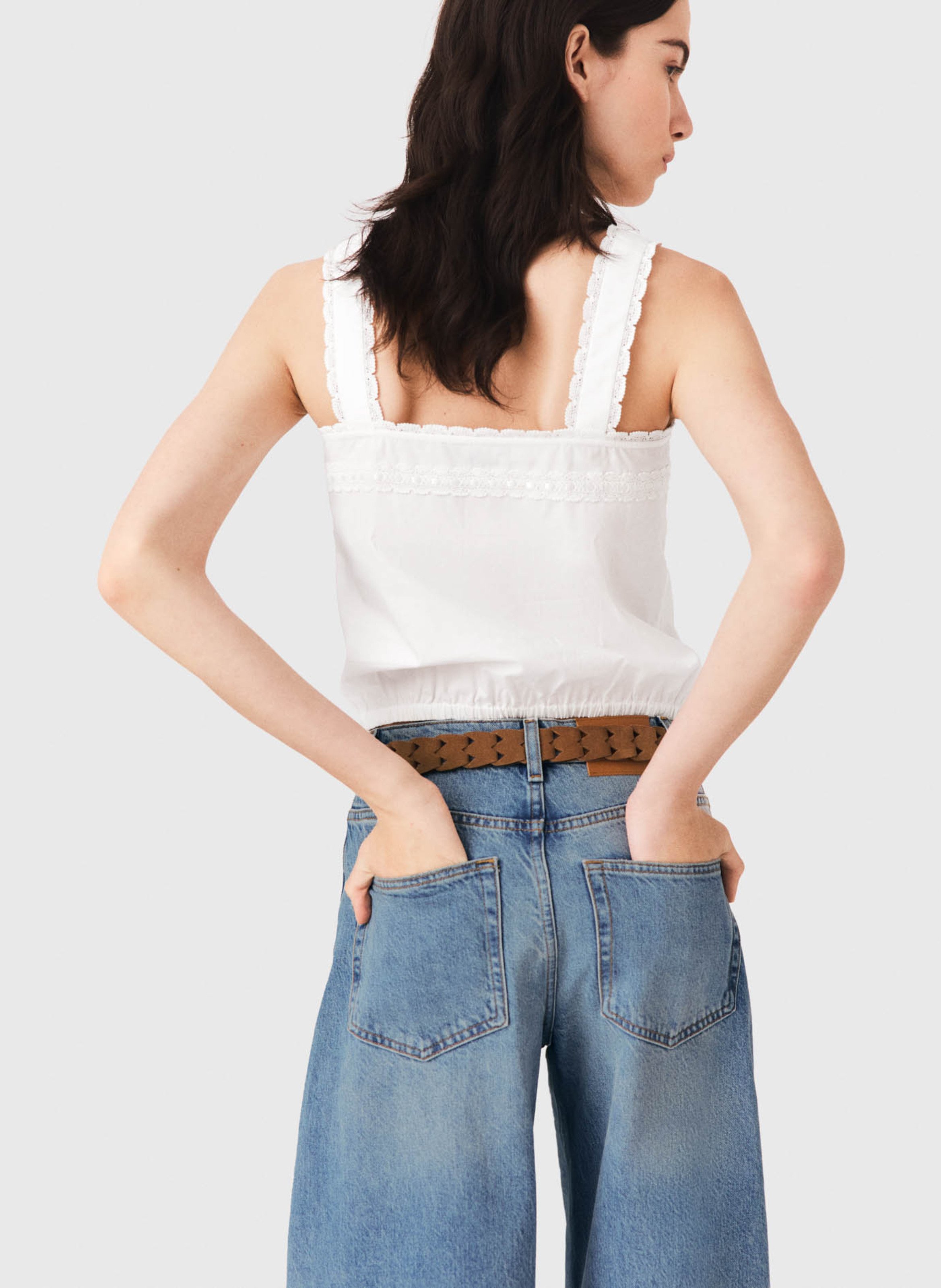 Top droit en coton MAJE Blanc