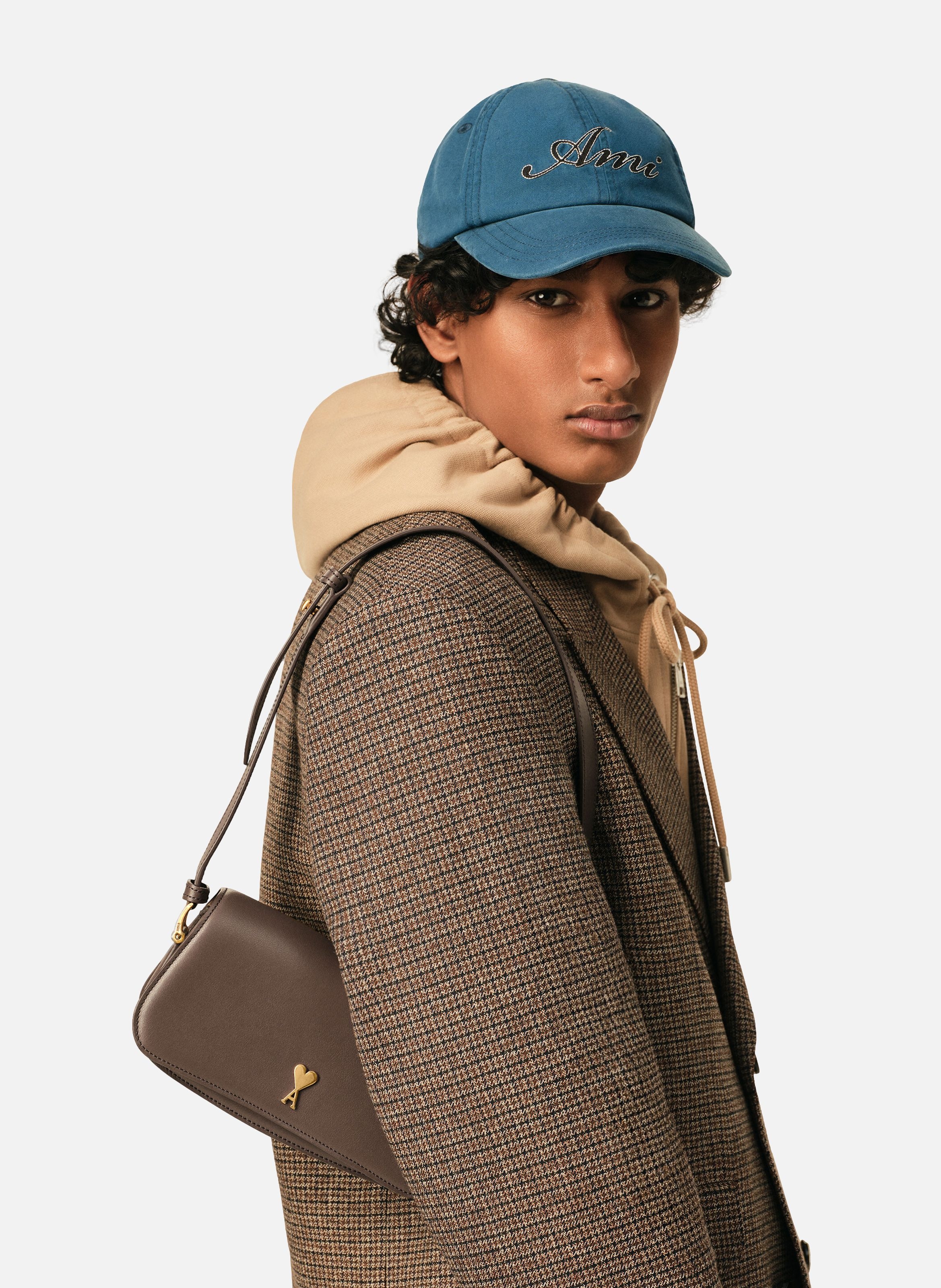 Sac porté épaule paris paris unisexe en cuir de vachette AMI PARIS Marron