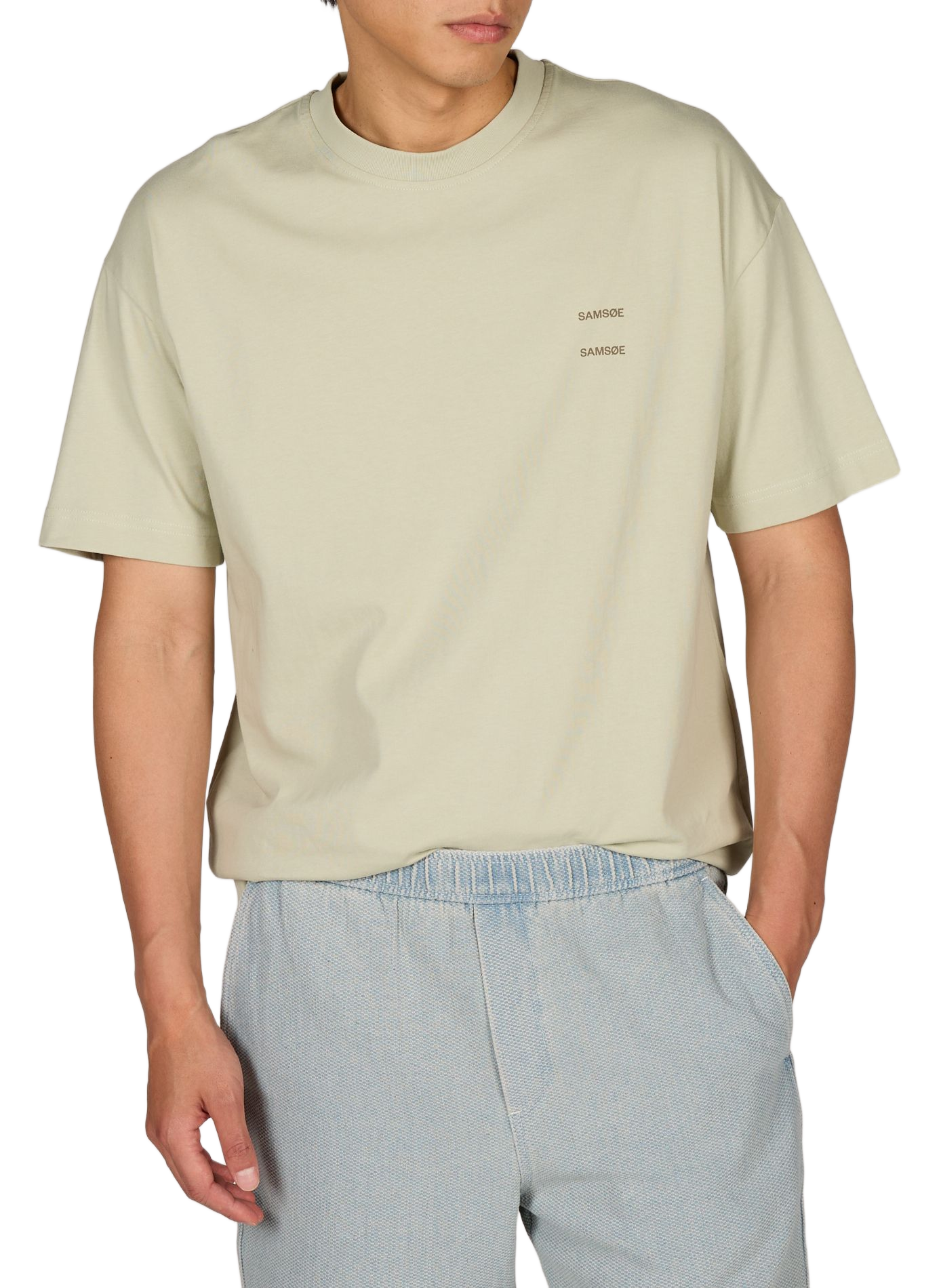 Plain straight cotton t-shirt SAMSOE SAMSOE Green