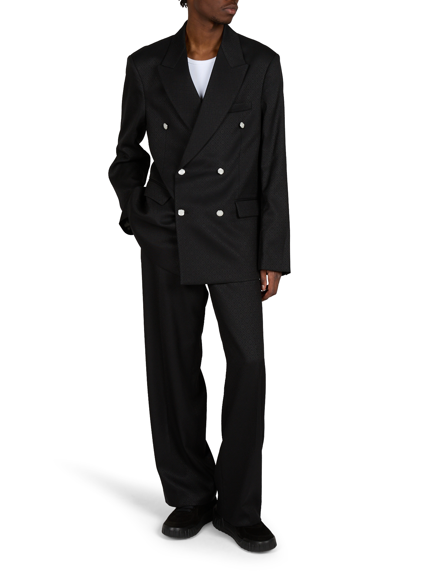 Blazer mit Doppelreiher und Monogramm aus Schurwollmischung CASABLANCA PARIS Blau