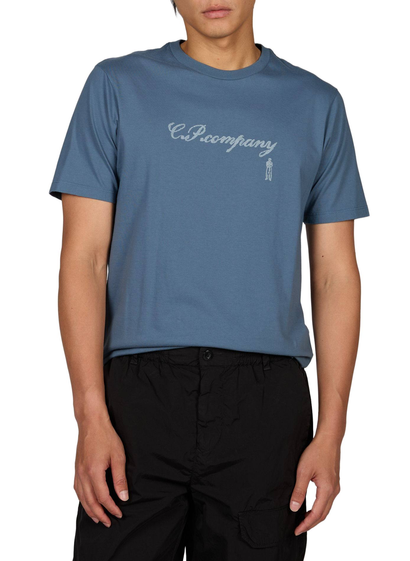 Embroidered logo T-shirt CP COMPANY Blue
