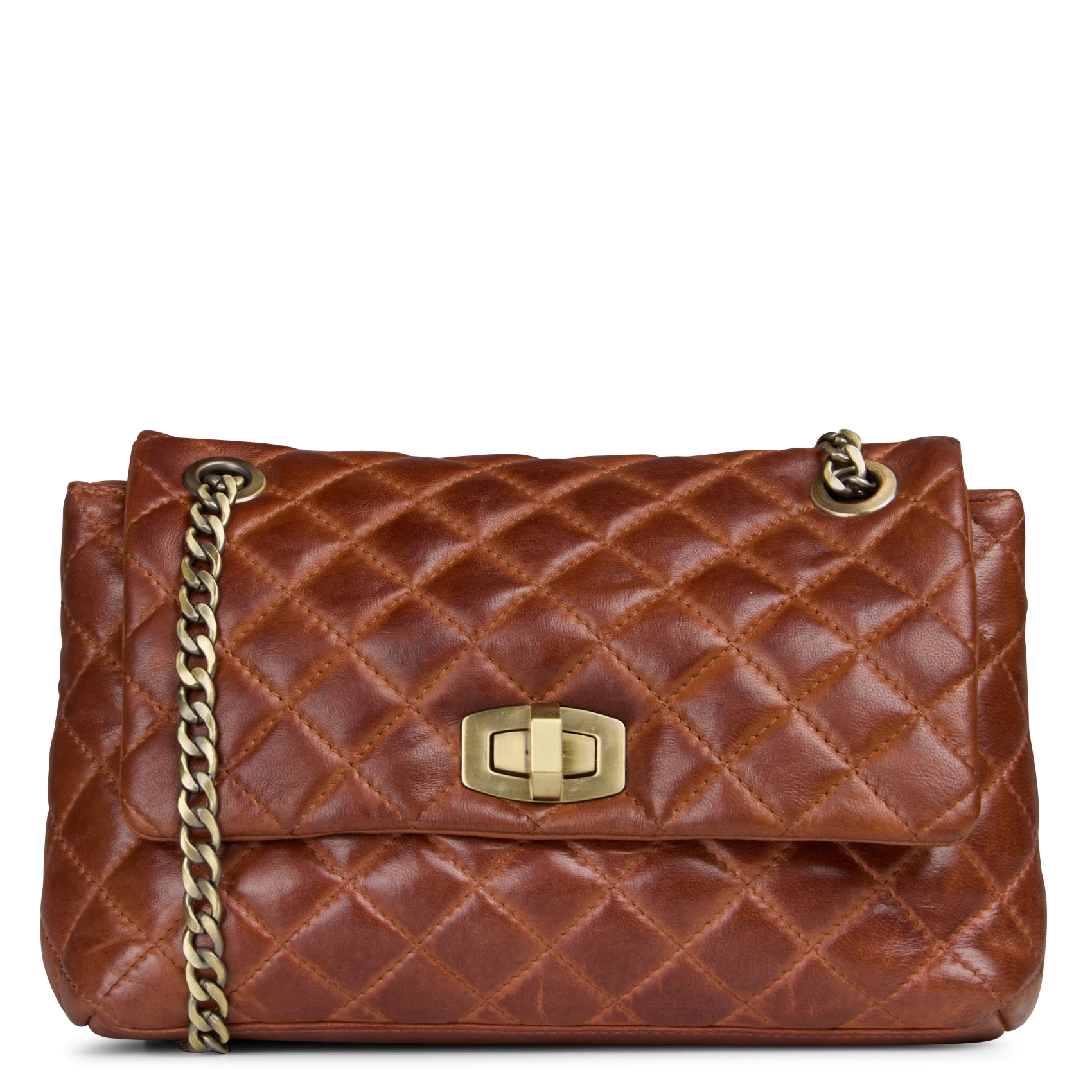 Sac matelassé en cuir vivien MAISON 123 Marron
