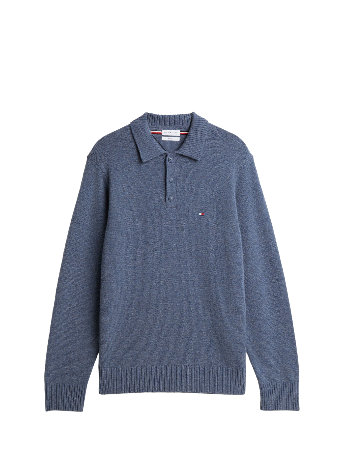 Straight wool polo collar sweater  Aegean sea heather
