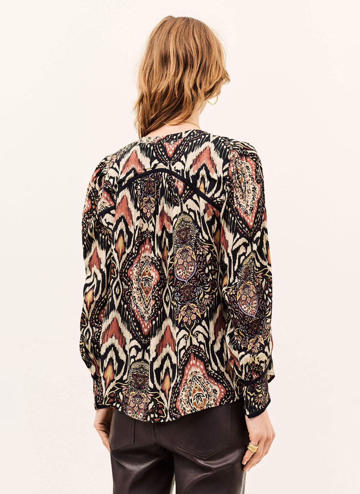 Blouse col tunisien imprimée zolie | Noir BA&SH Femme