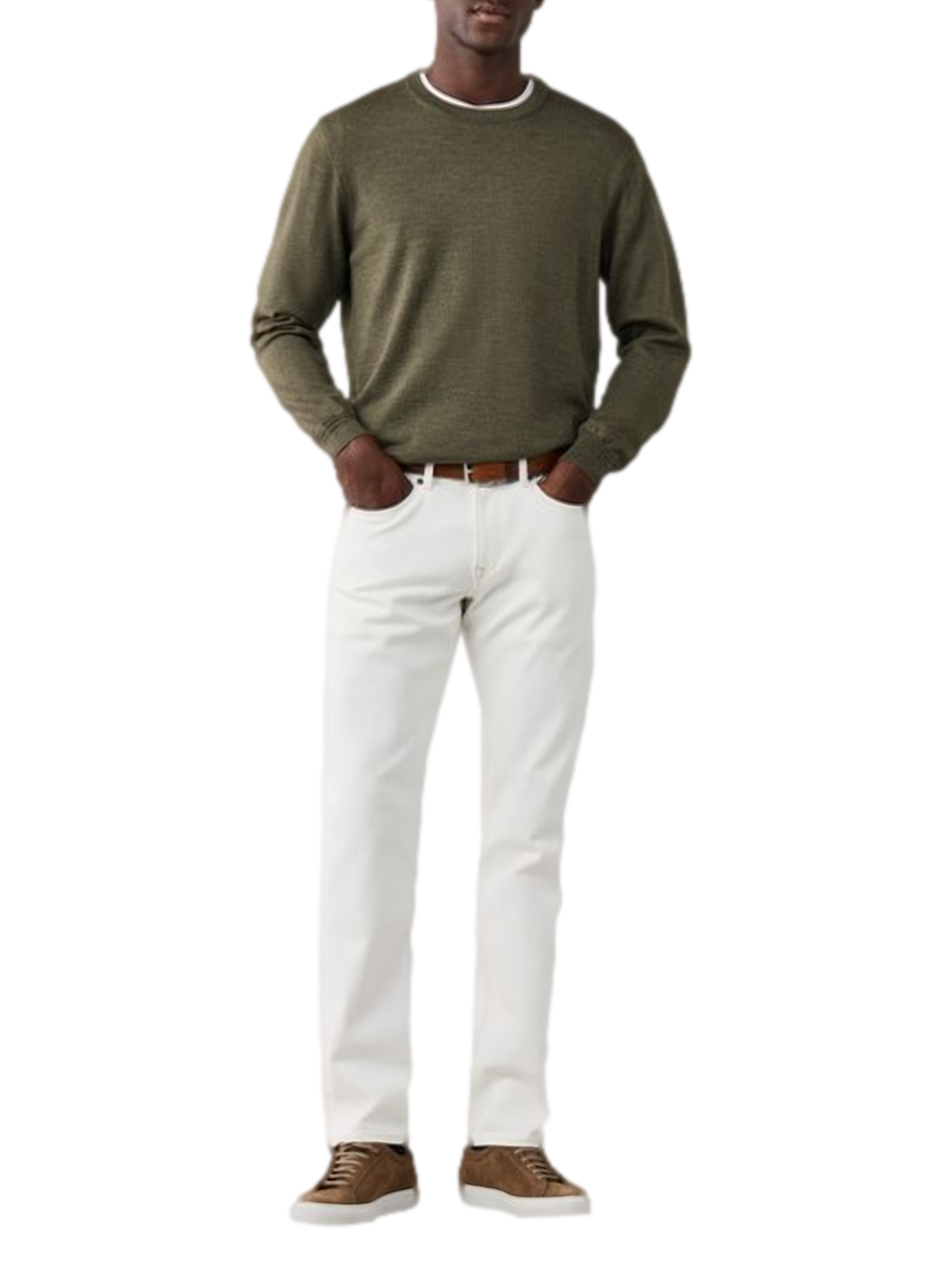 Round neck wool straight sweater FACONNABLE Khaki