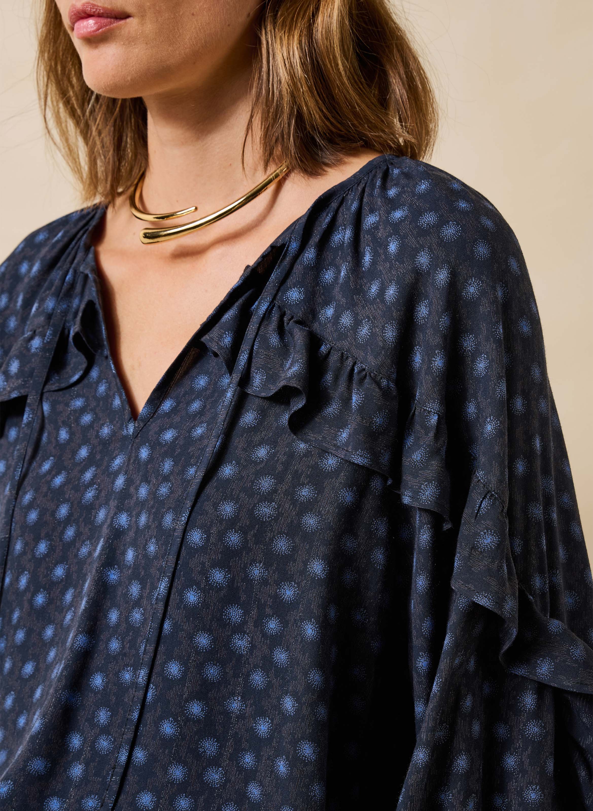 Losvallende blouse met print LA FEE MARABOUTEE Blauw