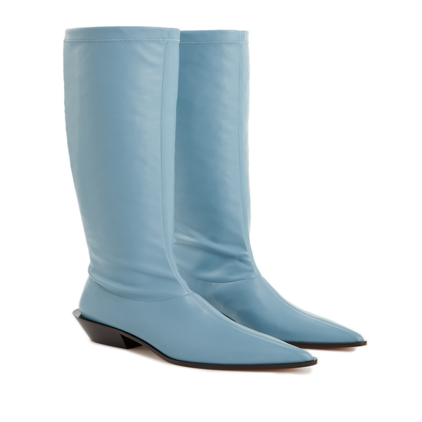 Tibi Bronson Leather Boots In Blue