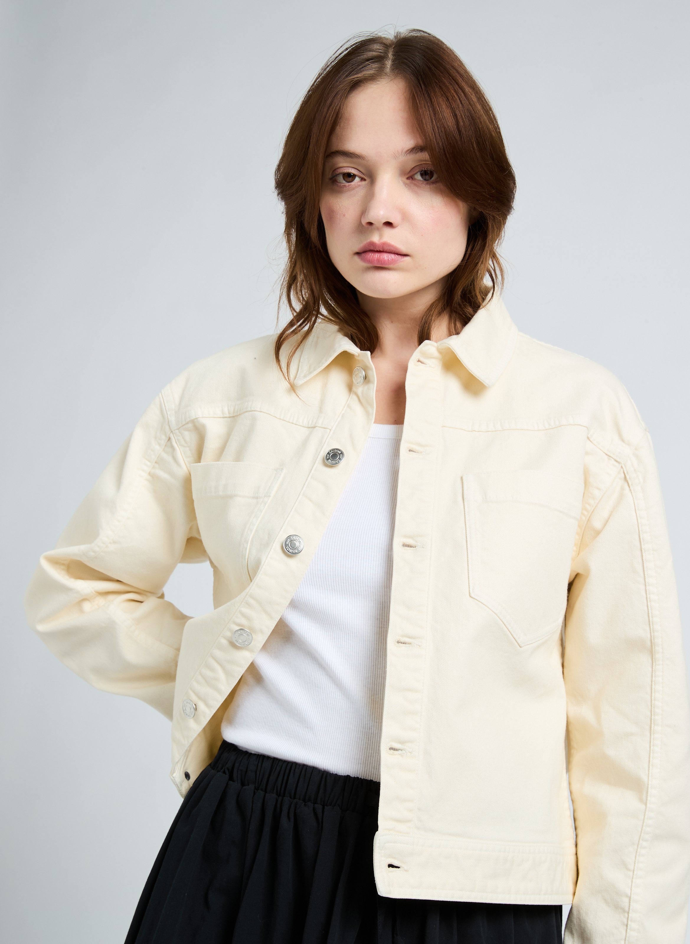 Veste courte en coton  SAISON 1865 Beige