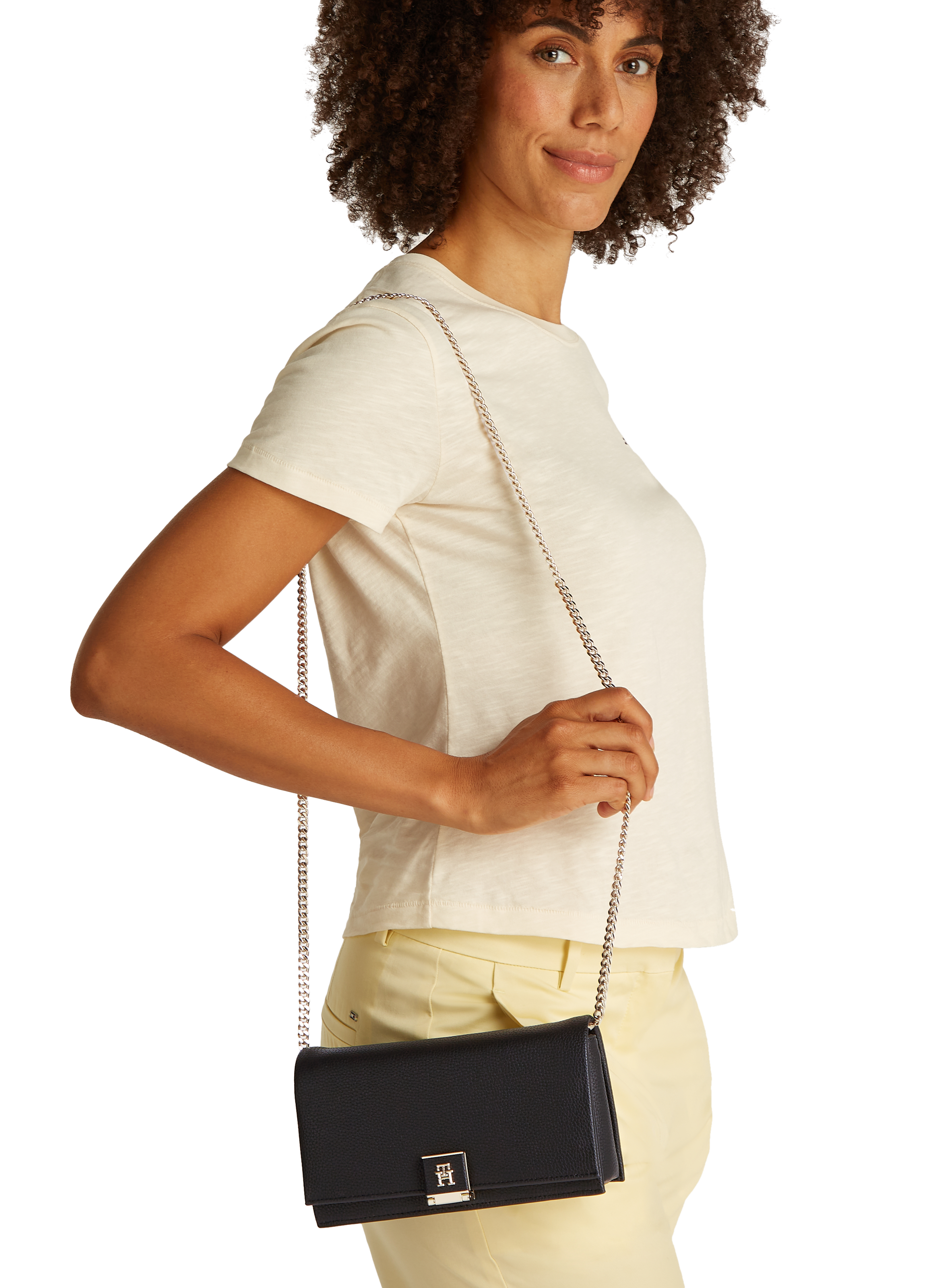 TOMMY HILFIGER Petit sac bandoulière lisse Noir