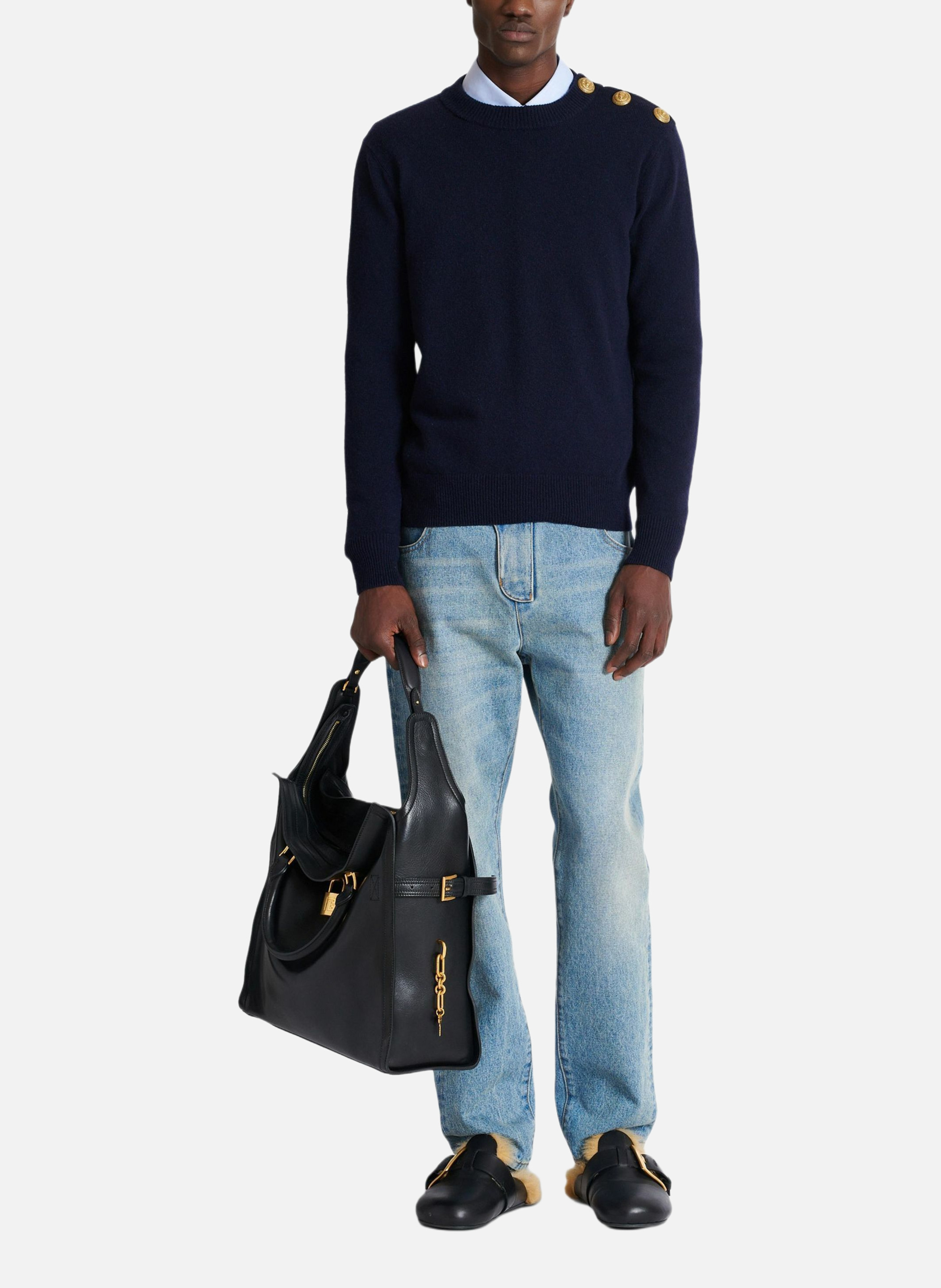 Pull en éco-cachemire BALMAIN Bleu