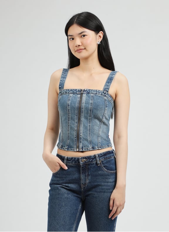 Top bustier en denim de coton Bleu by LEVI'S LEVI'S Top bustier en denim de coton Bleu